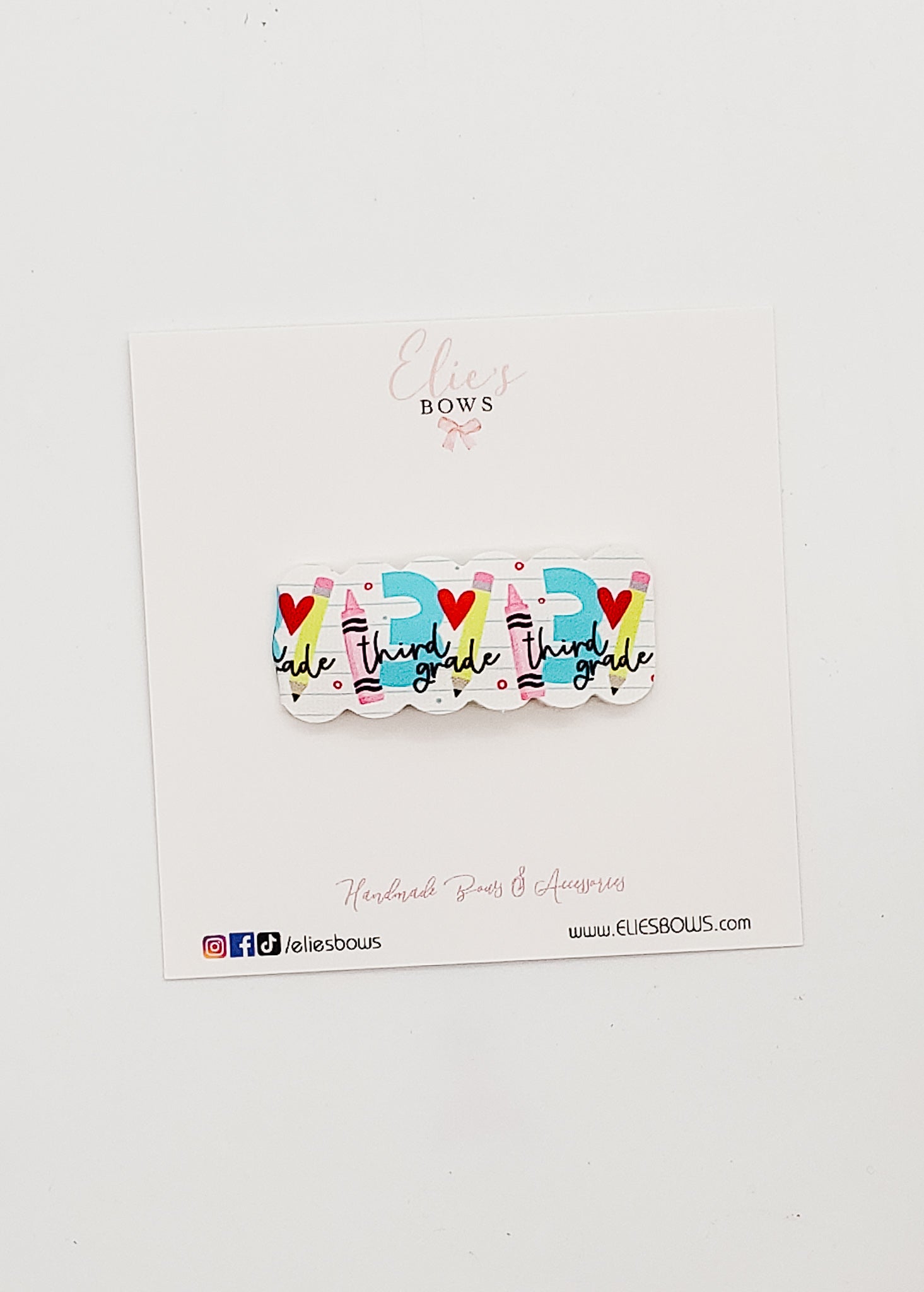 3rd Grade Charm - Snap Clips - 2"-Snap Clips-Elie’s Bows
