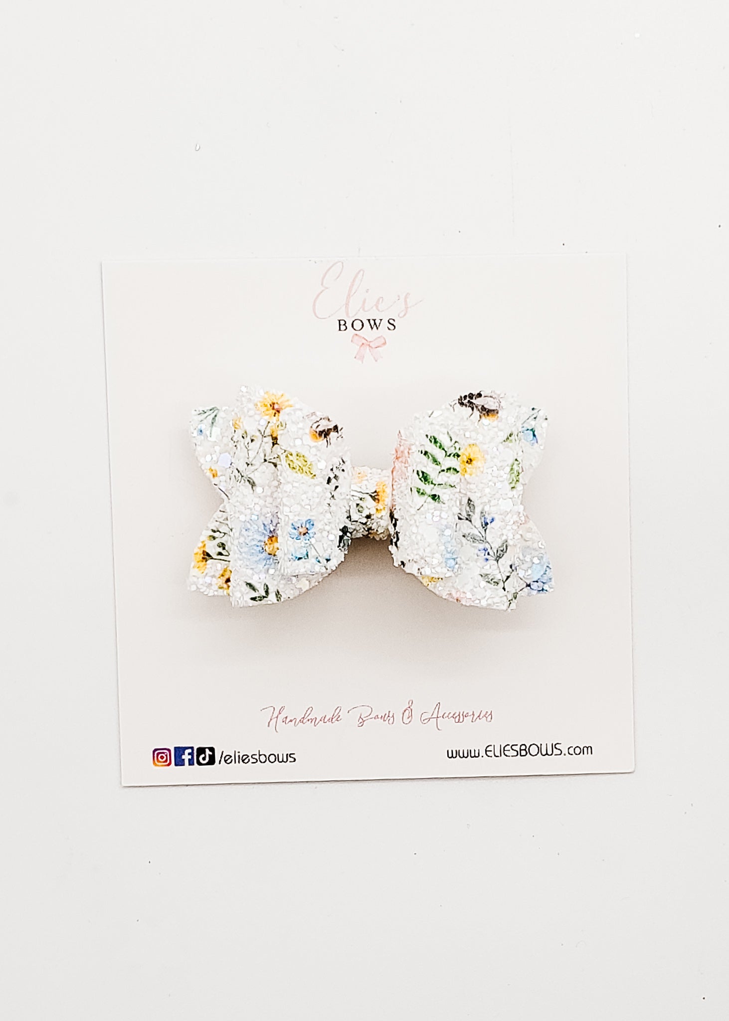 Bees & Flowers Glitter - 2.5"-Bows-Elie’s Bows