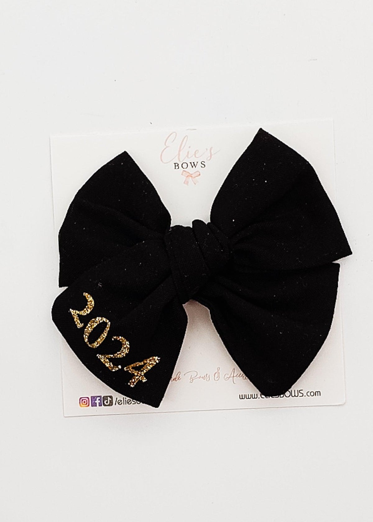 Black Personalized - Elie Fabric Bow - 3.5" (please include name in no |  Elie's Bows