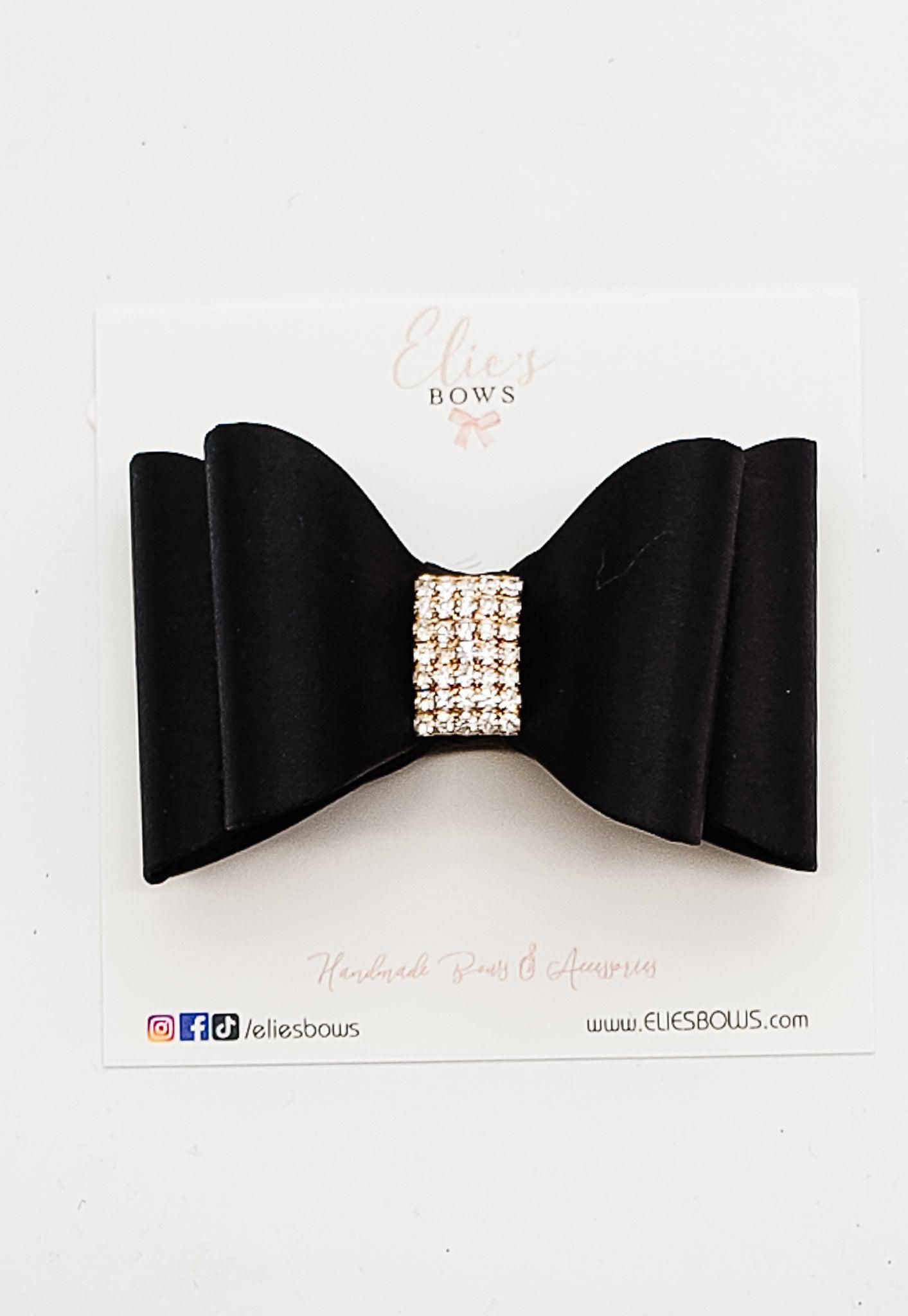 Black - Satin Bow - 3"-Bows-Elie’s Bows