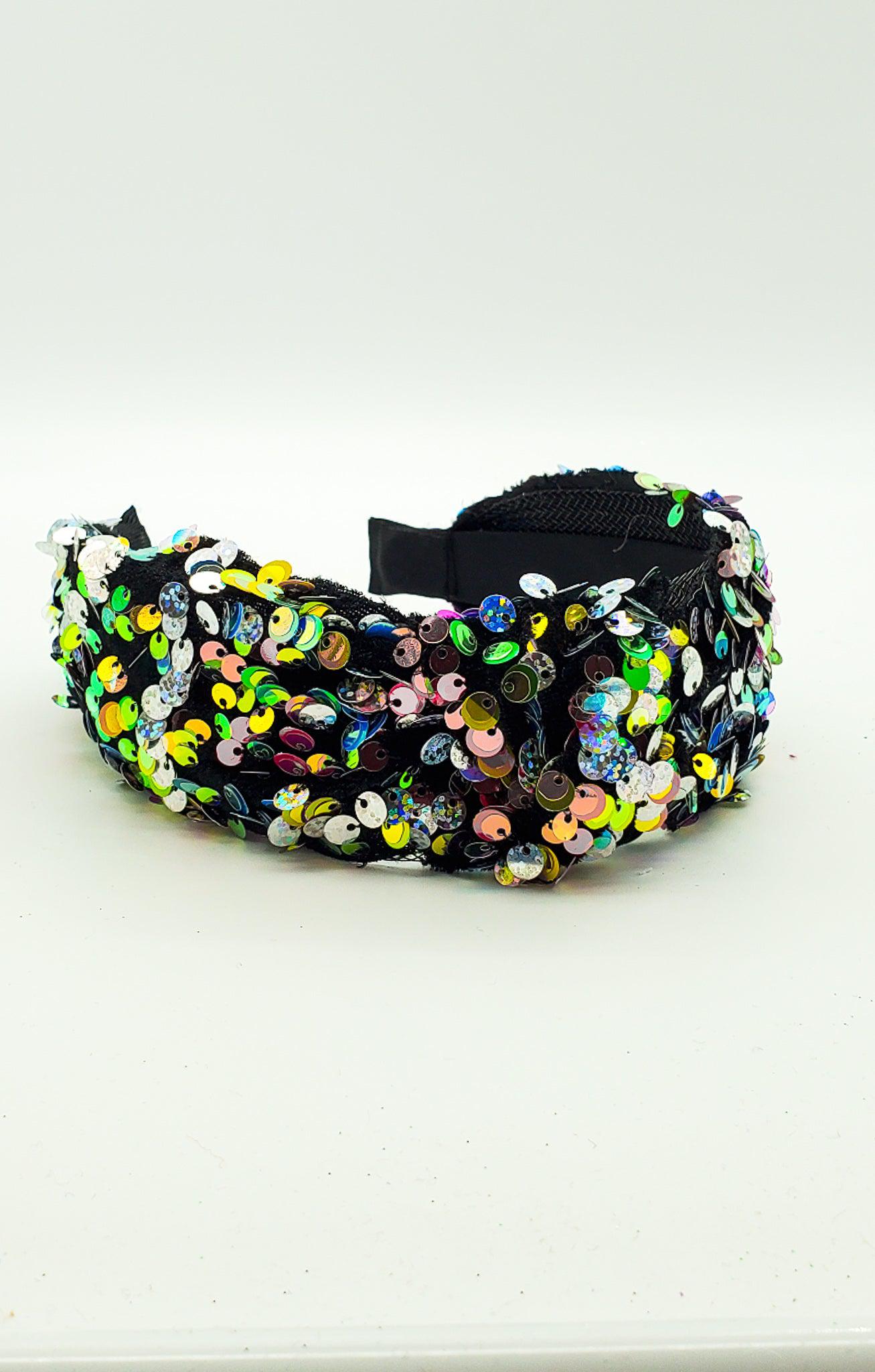 Black Sequence - Hard Headband-Headband-Elie’s Bows