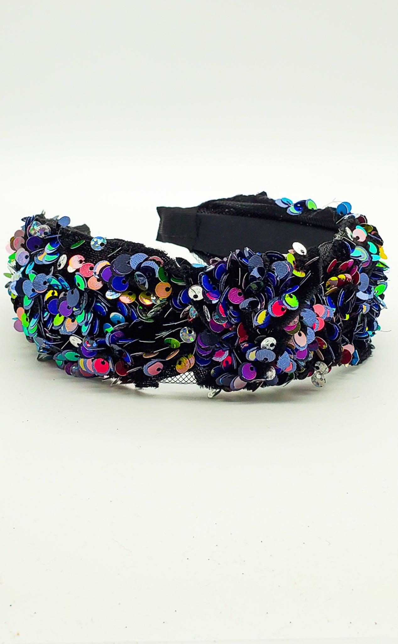 Blue Sequence - Hard Headband-Headband-Elie’s Bows