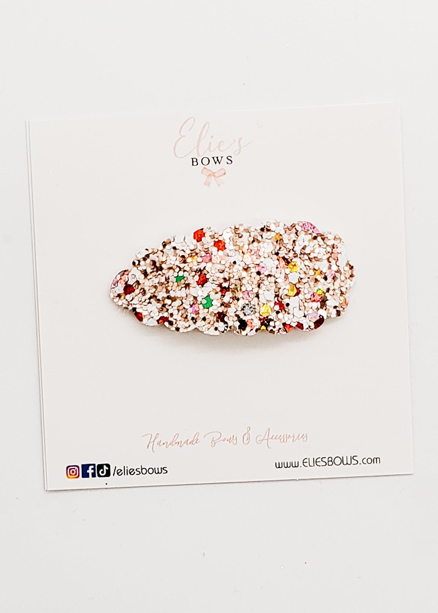 Celebration Glitter - Snap Clip - 2.5"-Snap Clips-Elie’s Bows