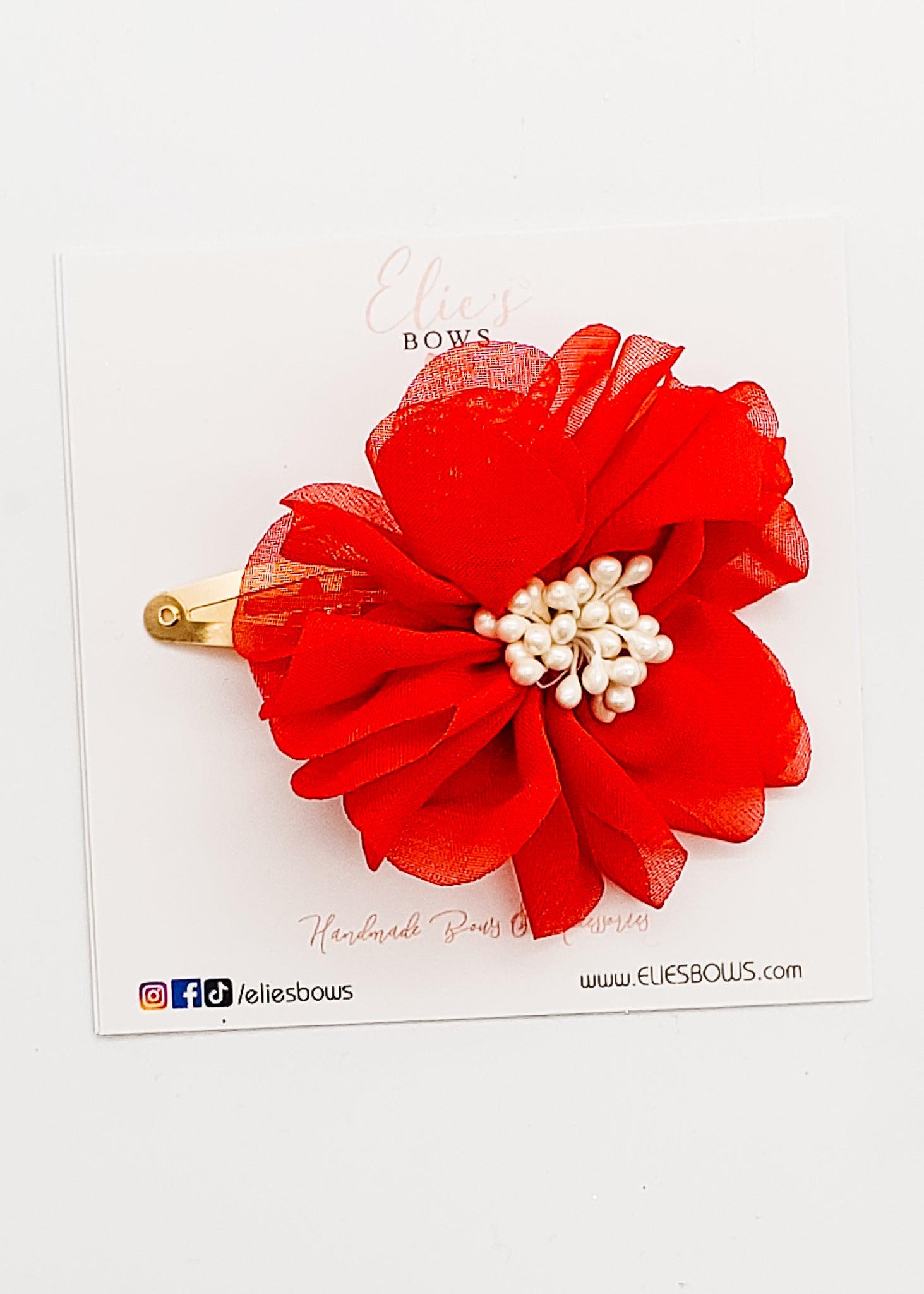 Christmas Flower - Snap Clip - 2.5"-Snap Clips-Elie’s Bows