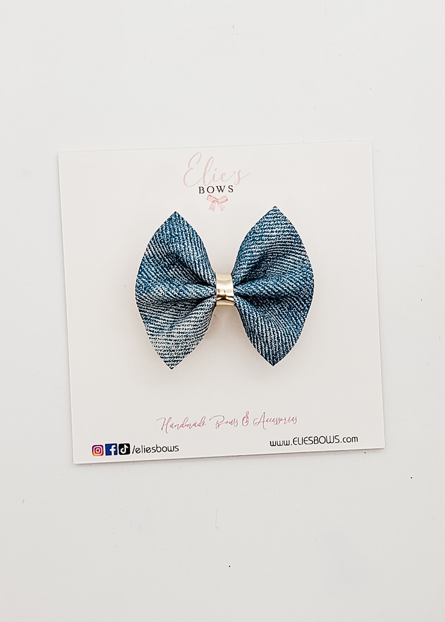Dark Blue Denim - Pixie Bow - 2"-Bows-Elie’s Bows