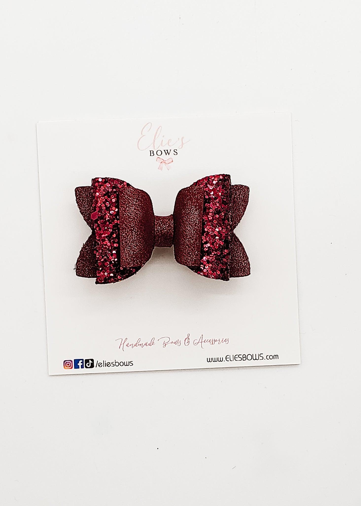 Fall Burgendy Suede & Glitter - 2.5"-Bows-Elie’s Bows