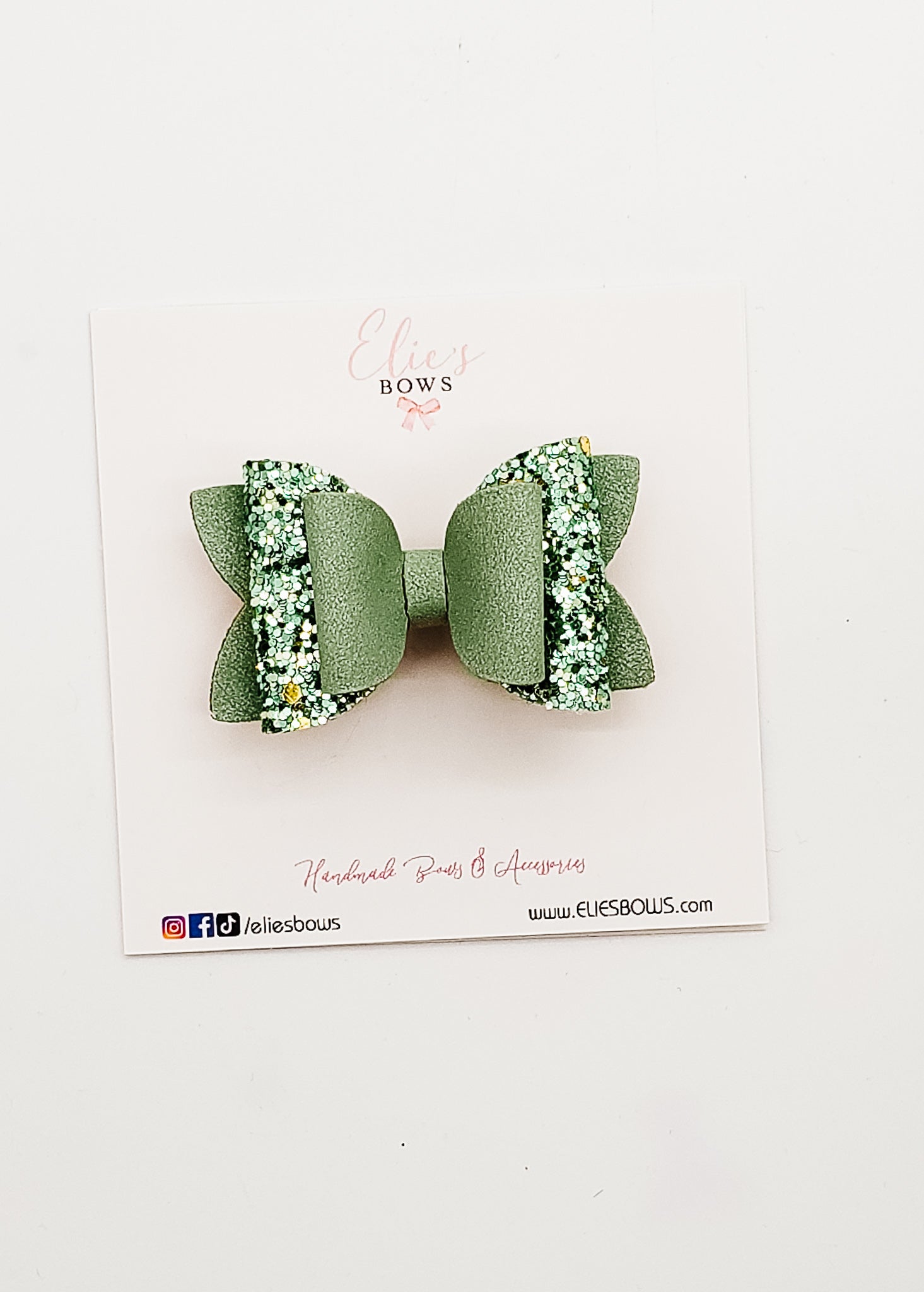 Fall Green Suede & Glitter - 2.5"-Bows-Elie’s Bows