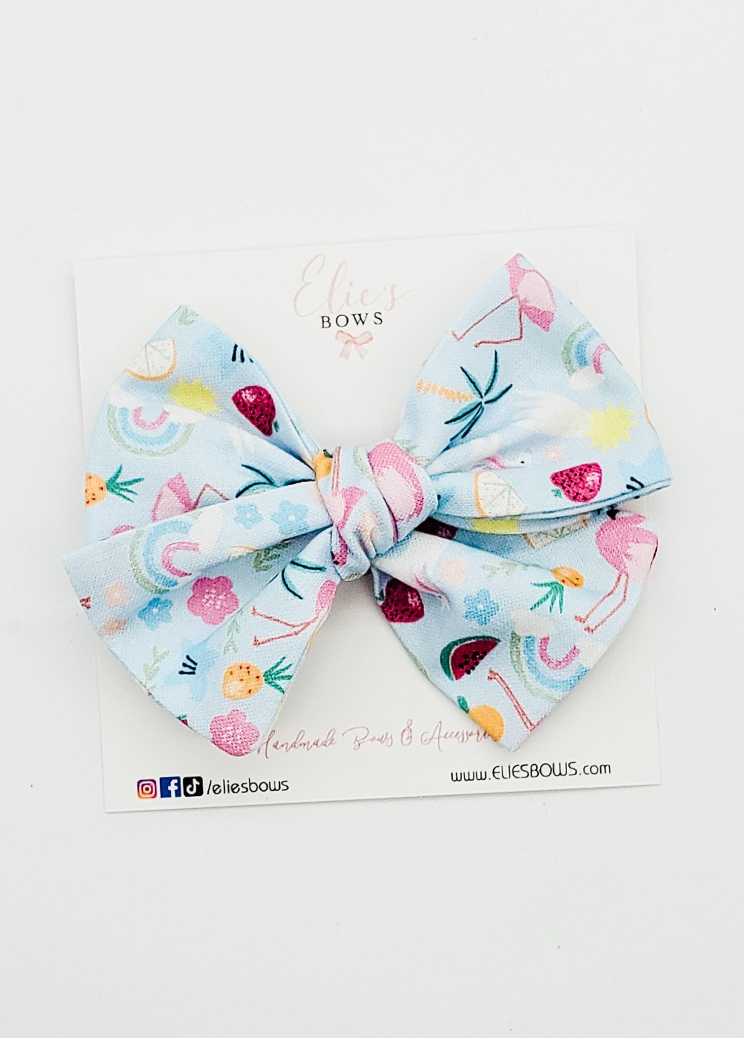 Flamingo Fun - Elie - Fabric Bow - 3.5"-Bows-Elie’s Bows