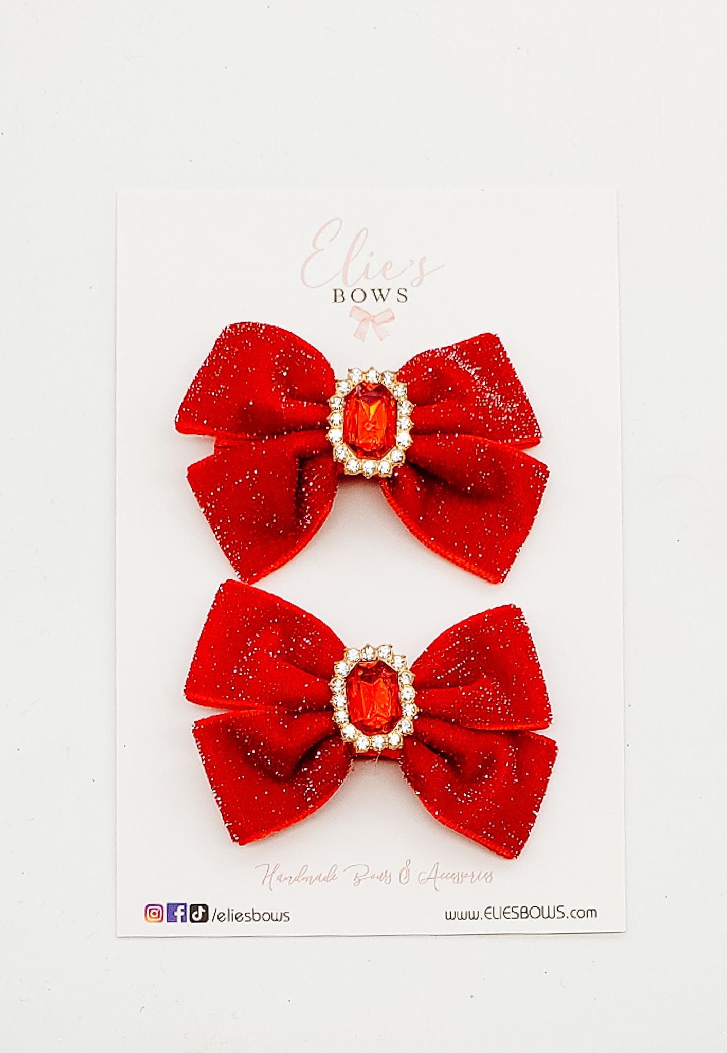 Glitter Velvet - Pigtails - 3"-Pigtails-Elie’s Bows