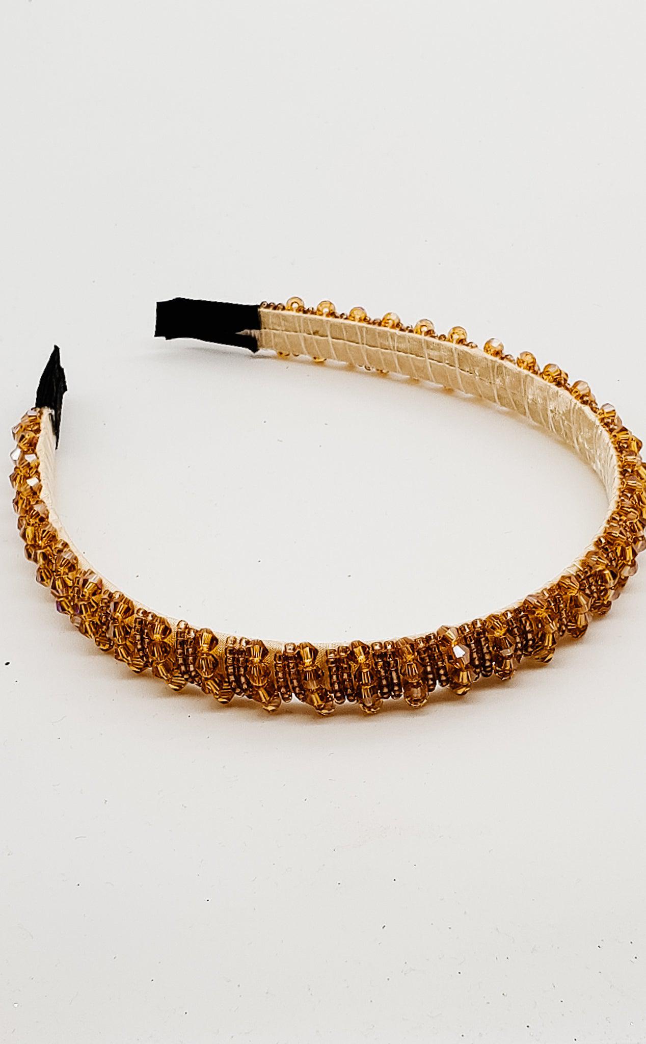 Gold Crystal - Hard Headband-Headband-Elie’s Bows