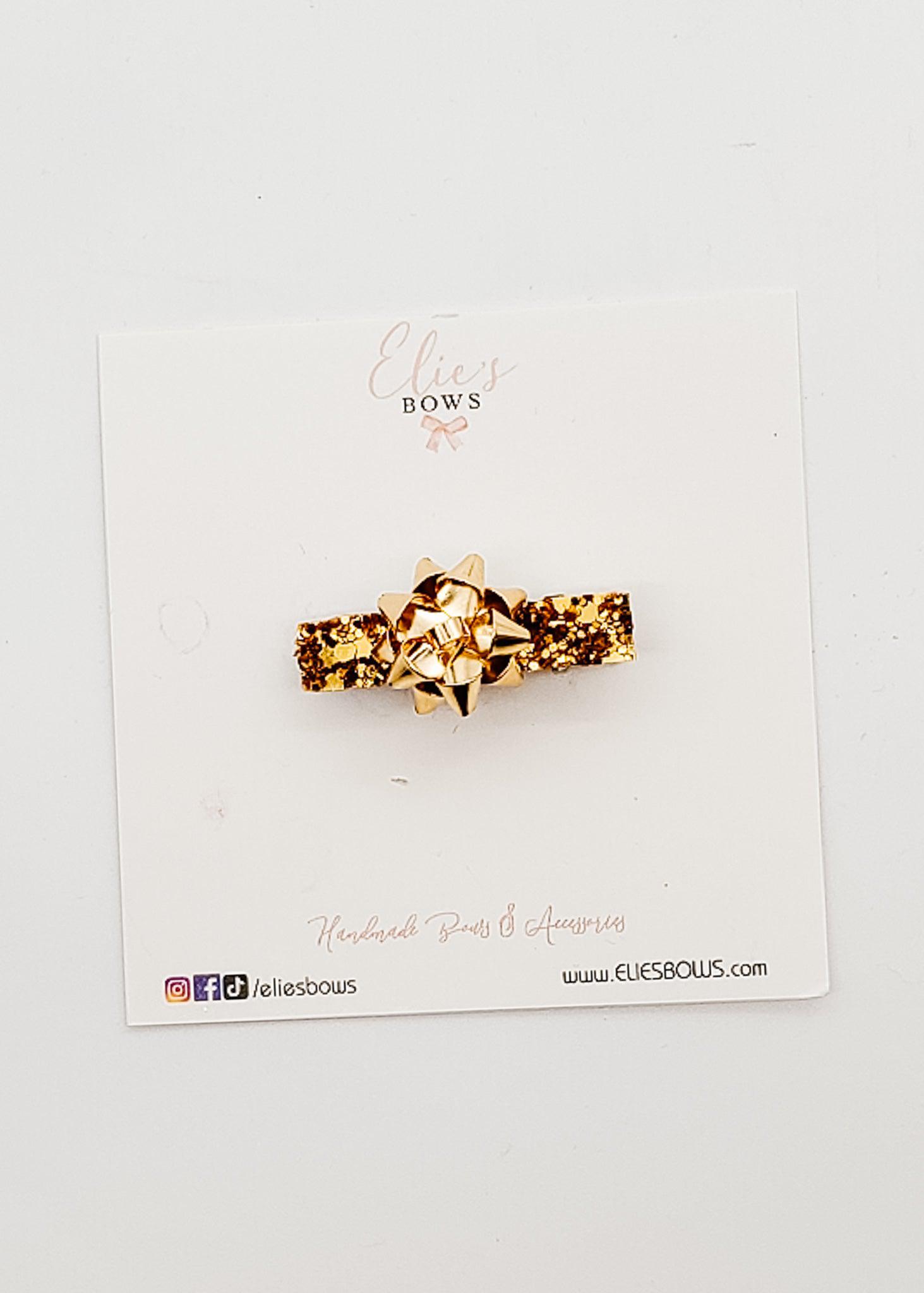 Gold Present - Bar Clip - 2"-Snap Clips-Elie’s Bows