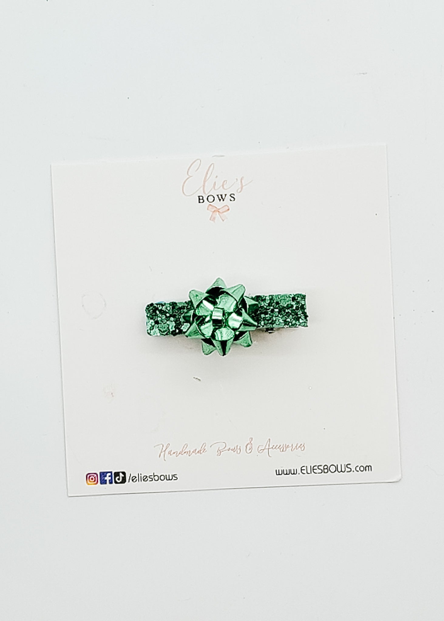 Green Present - Bar Clip - 2"-Snap Clips-Elie’s Bows