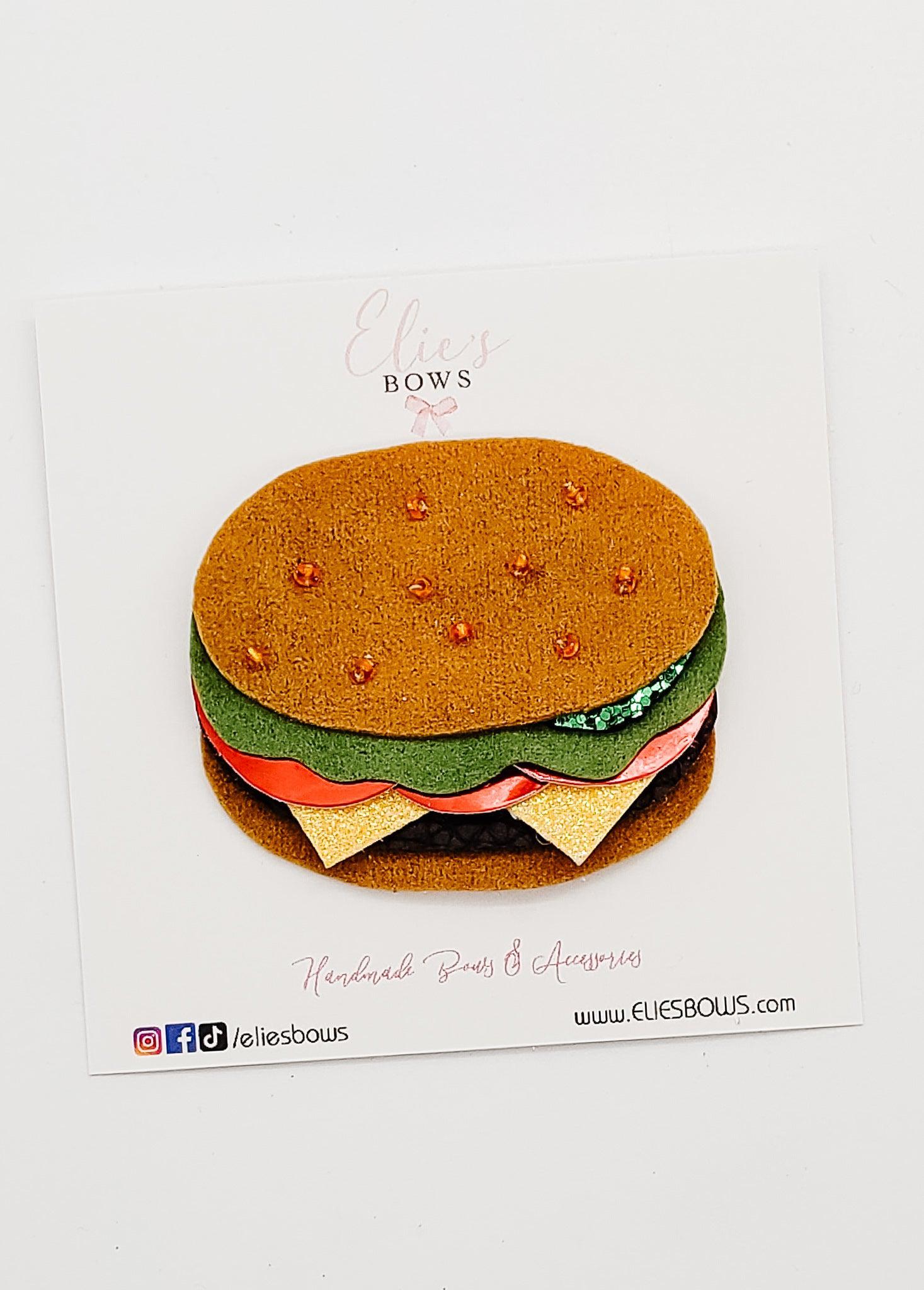 handmade Hamburger - Clip - 2"-Snap Clips-Elie’s Bows
