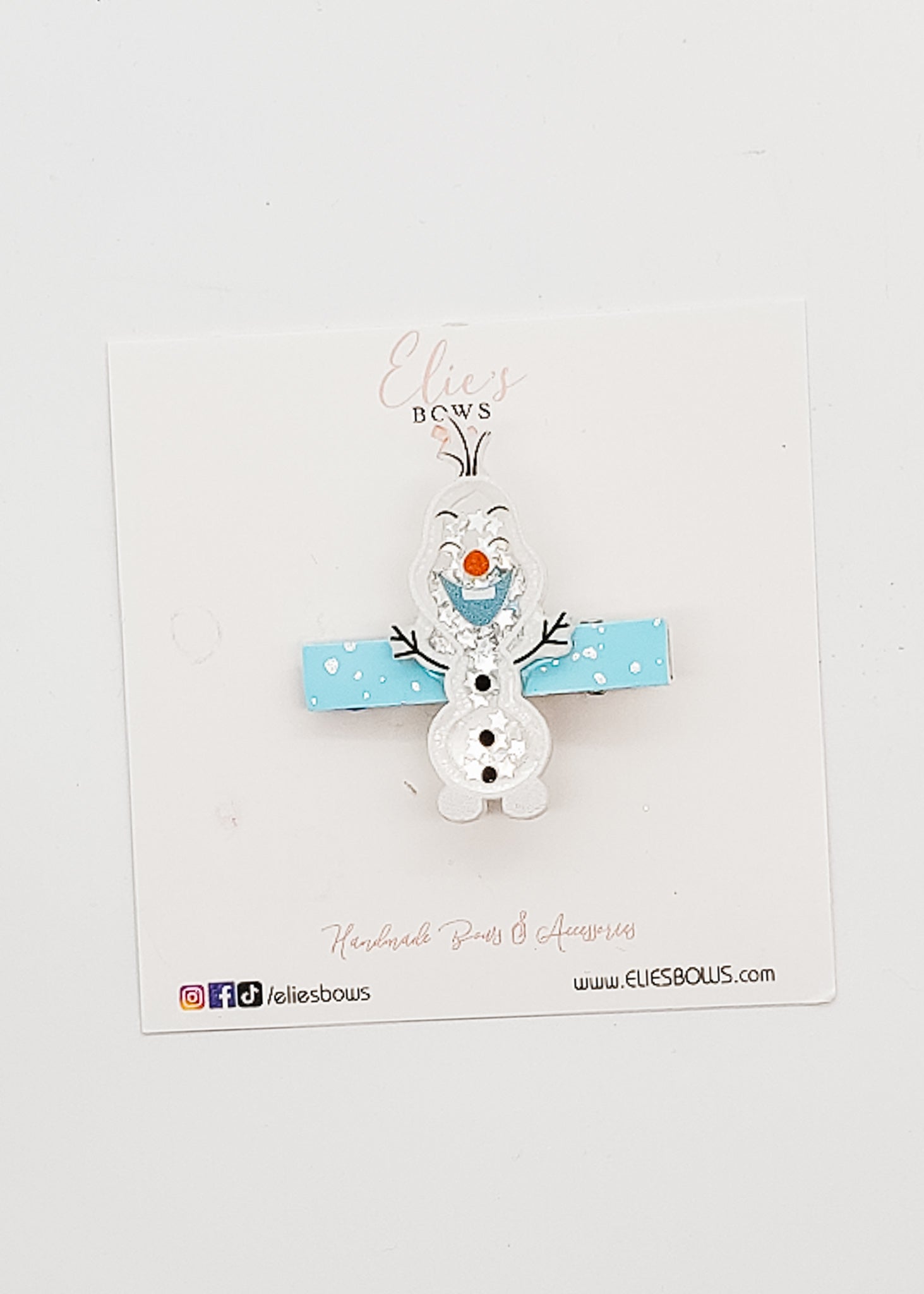 Happy Snowman - Bar Clip - 2"-Snap Clips-Elie’s Bows