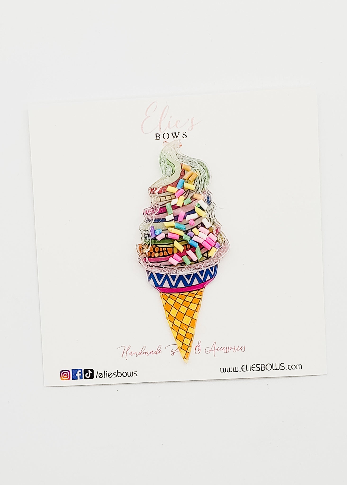 Ice Cream - Shaker Clip - 2.5"-Snap Clips-Elie’s Bows