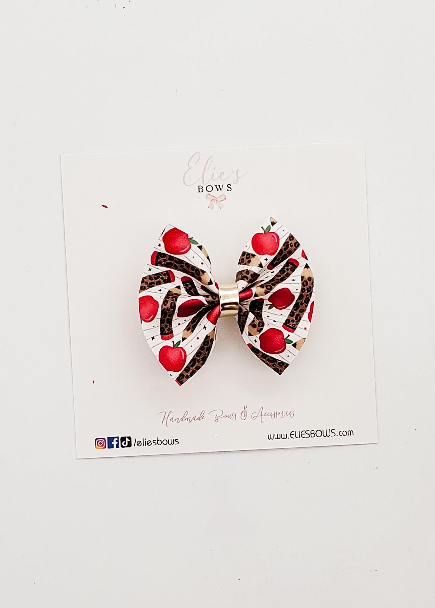 Leopard Pencils - Pixie Bow - 2"-Bows-Elie’s Bows