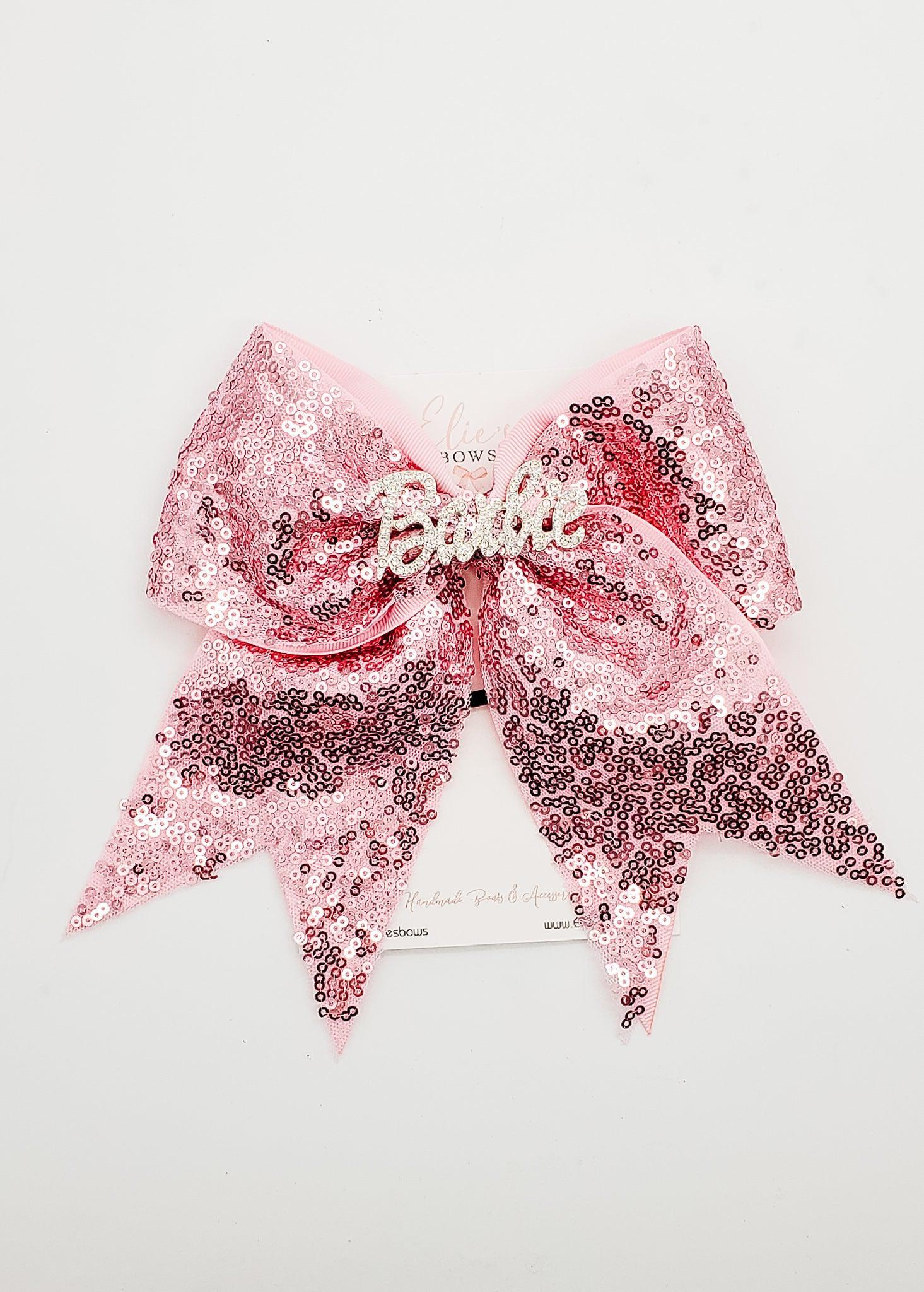 Life in Plastic - Silver - Cheer Bow - 6"-Bows-Elie’s Bows
