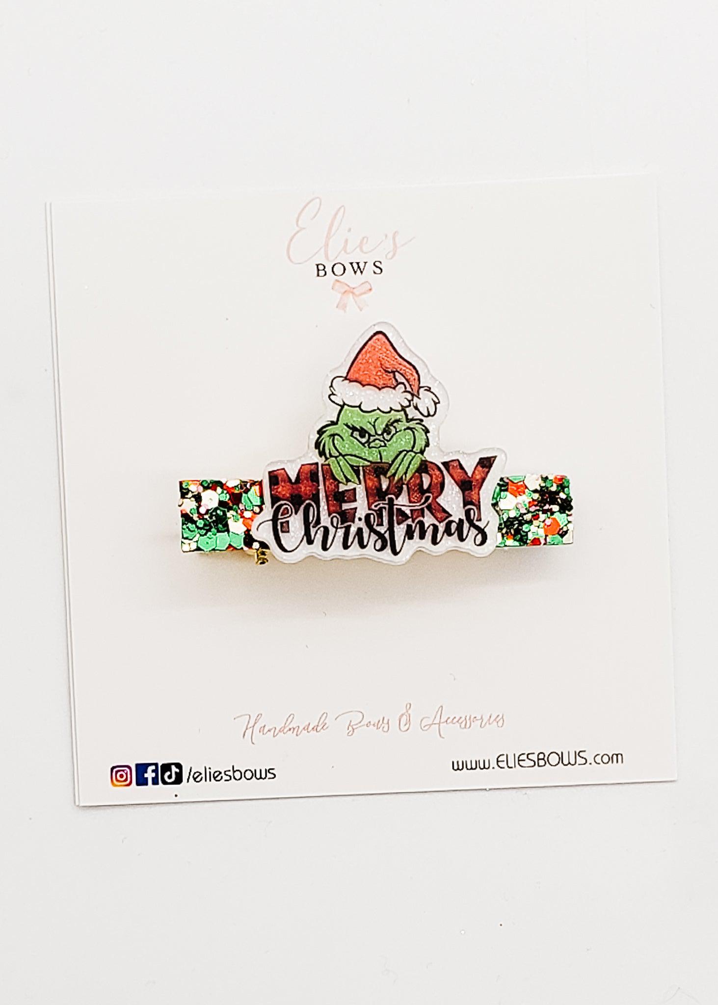 Merry Christmas - Bar Clip - 2.5"-Snap Clips-Elie’s Bows