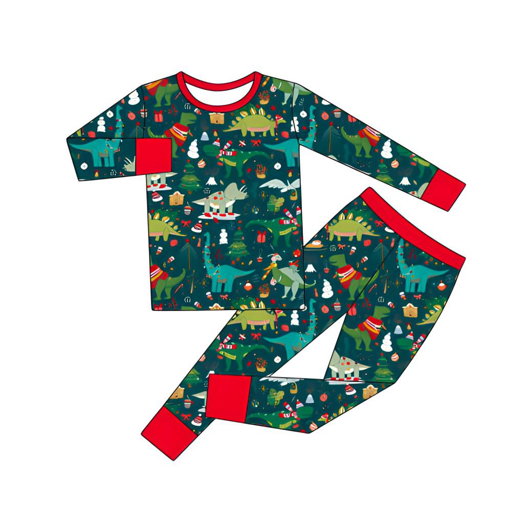 Merry Dinos - Two Piece PJs-pyjamas-Elie’s Bows