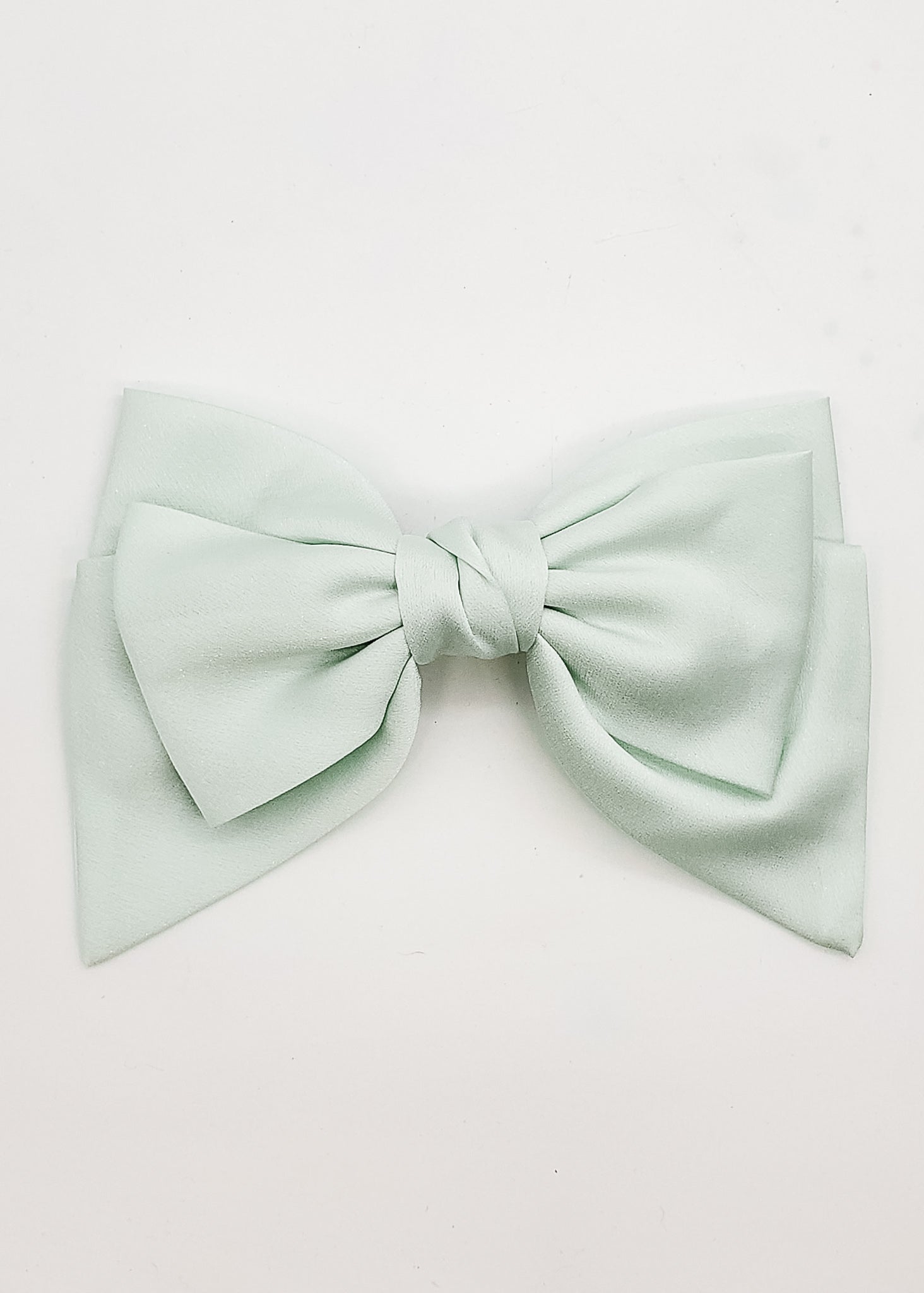 Mint Shimmer Satin - Barrette Bow - 7"-Bows-Elie’s Bows