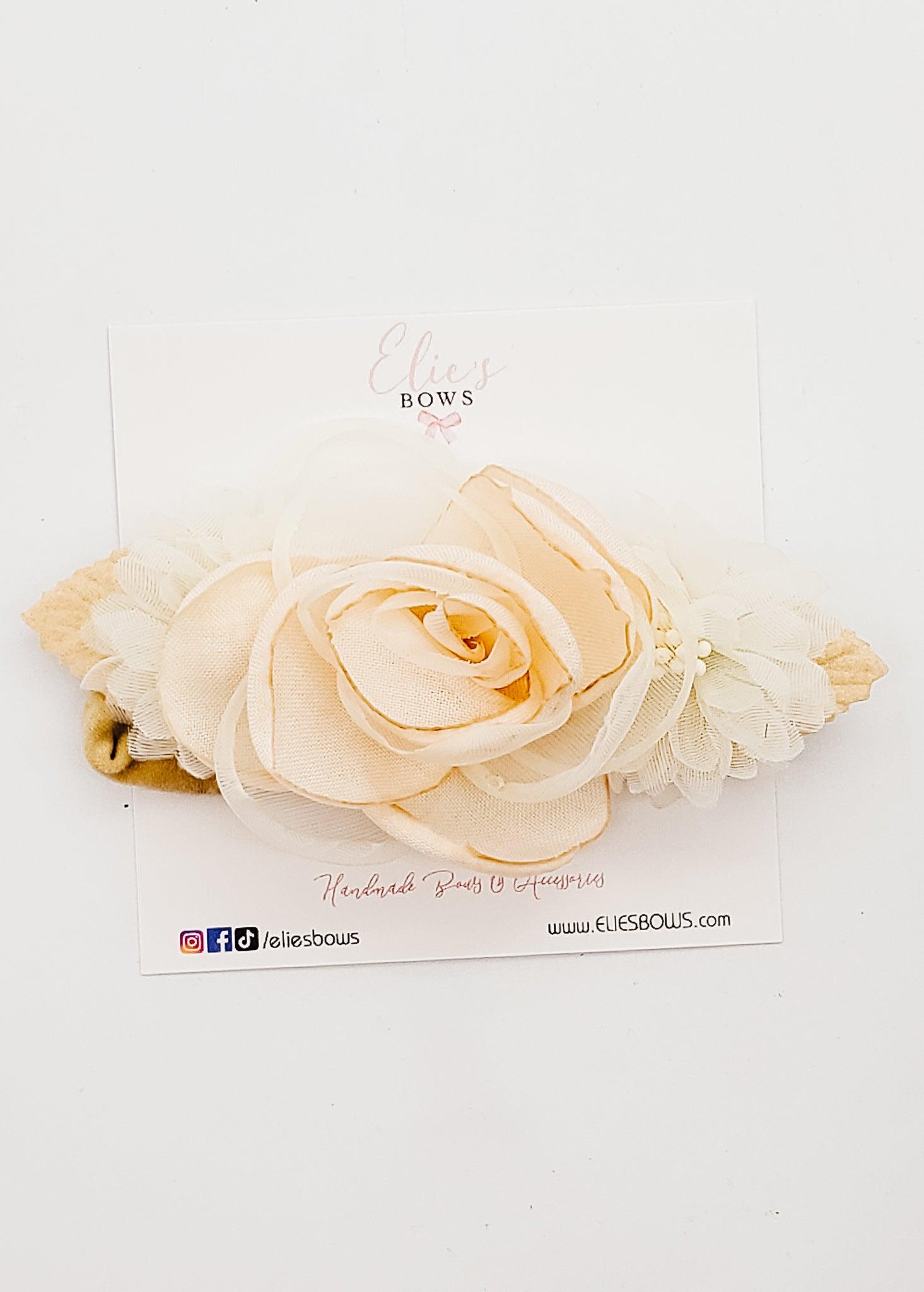 Neutral - Floral Headband-Headband-Elie’s Bows
