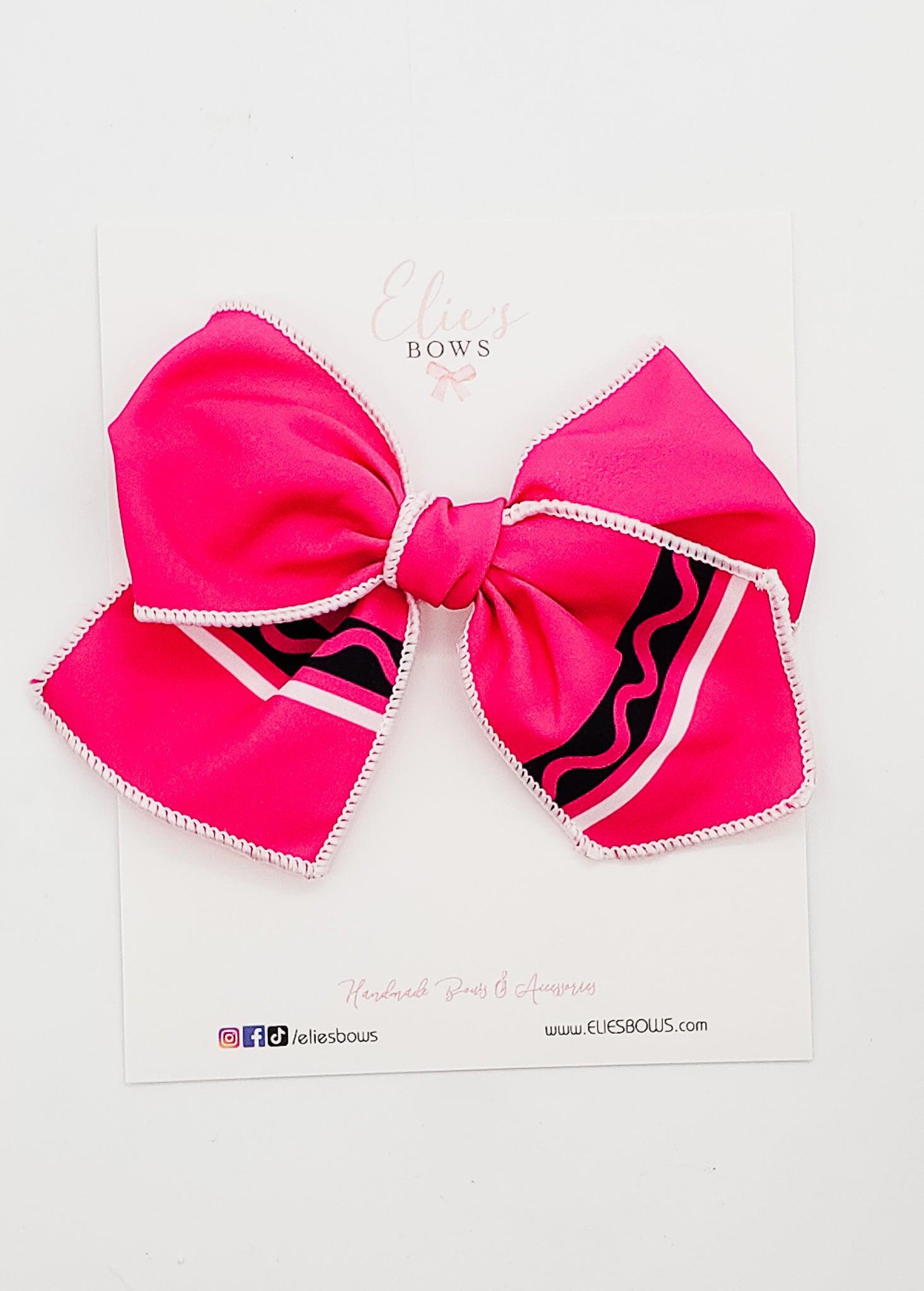 Pink Crayon - Fabric Bow - 5"-Bows-Elie’s Bows