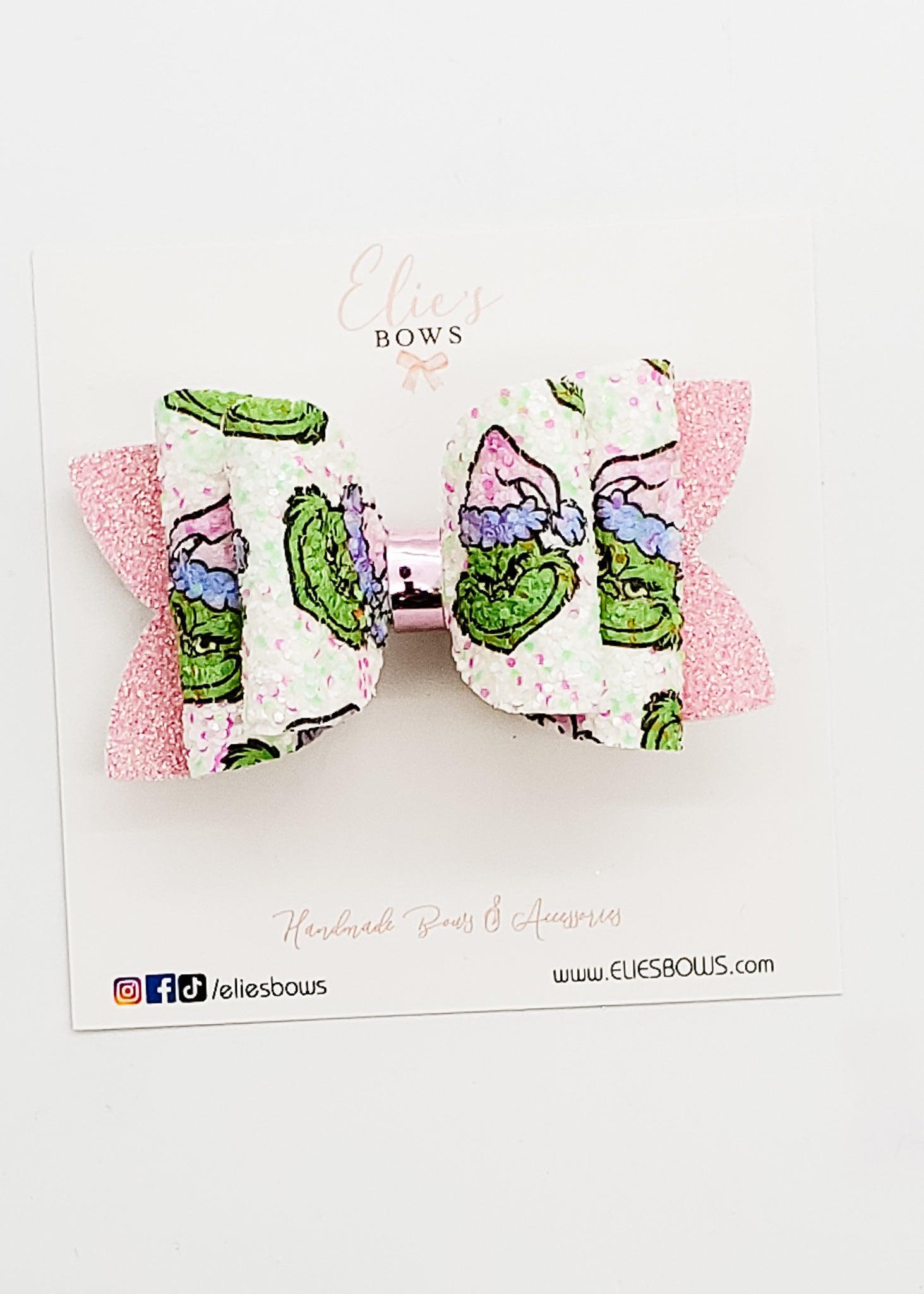 Pink Glitter Grinch - 3"-Bows-Elie’s Bows