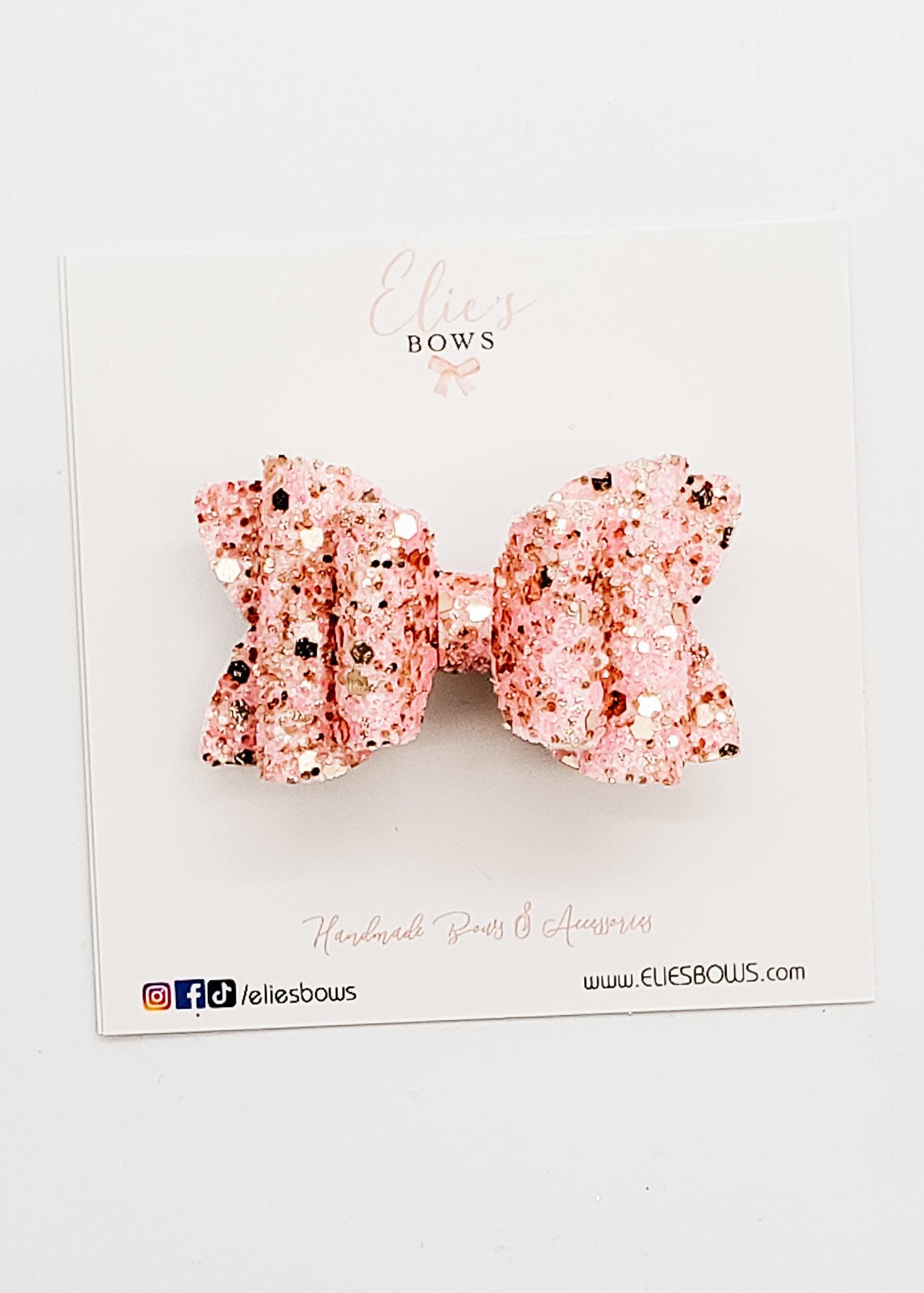Pink & Gold Flakes Glitter - 2.5"-Bows-Elie’s Bows