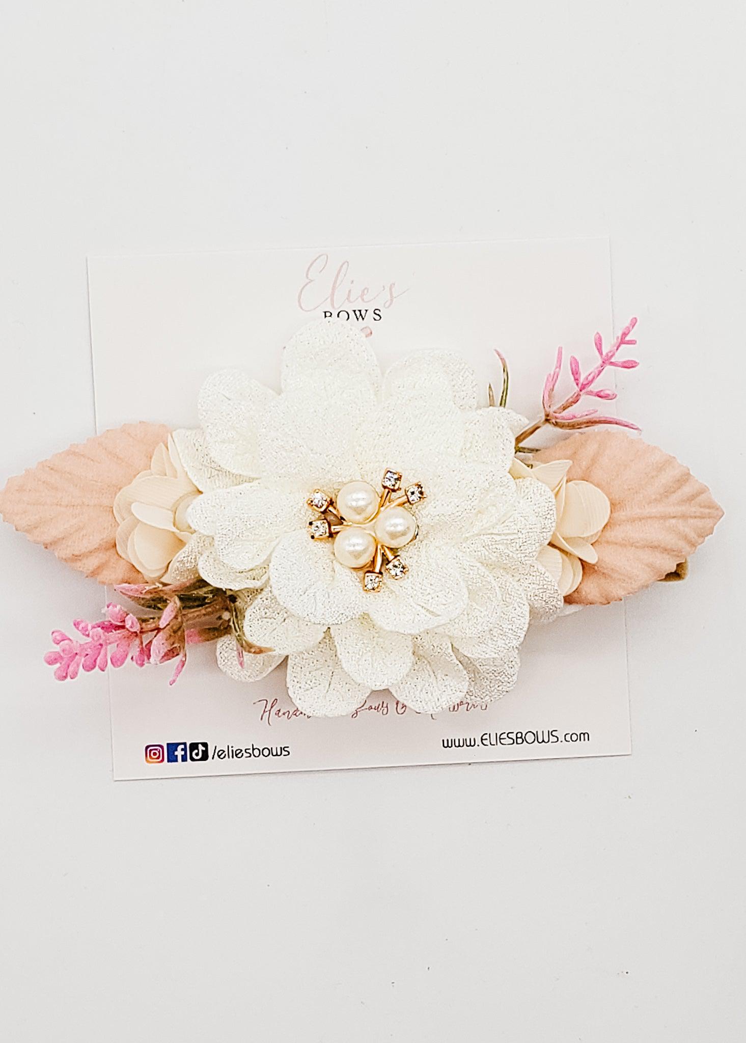 Pink & Neutral - Floral Headband-Headband-Elie’s Bows