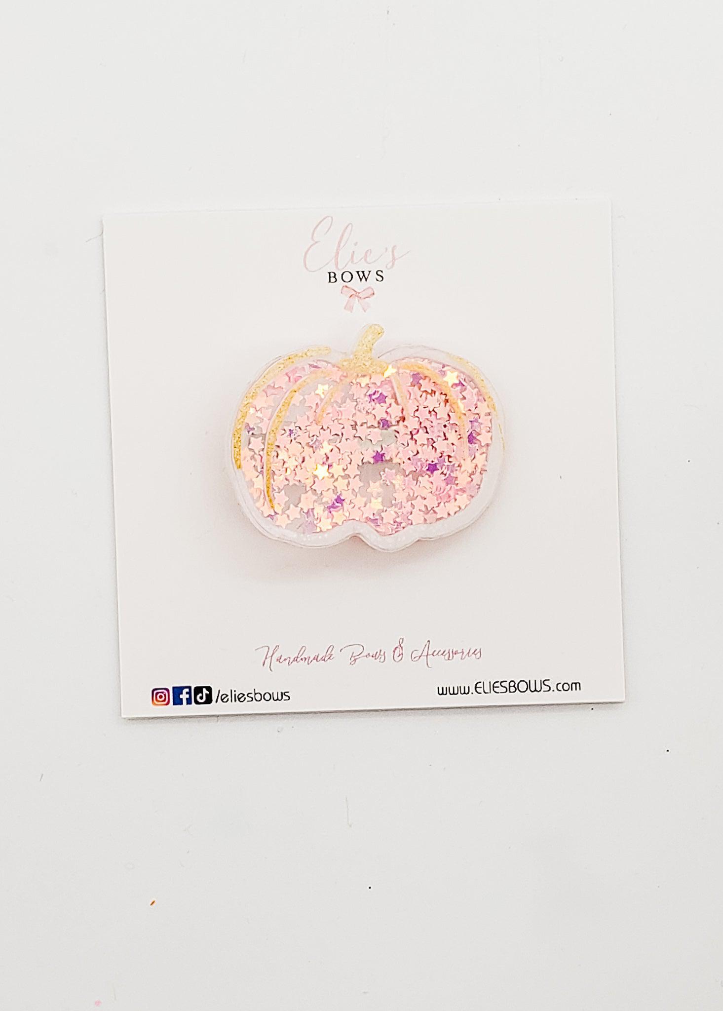 Pink Pumpkin - Shaker Clip - 2"-Snap Clips-Elie’s Bows
