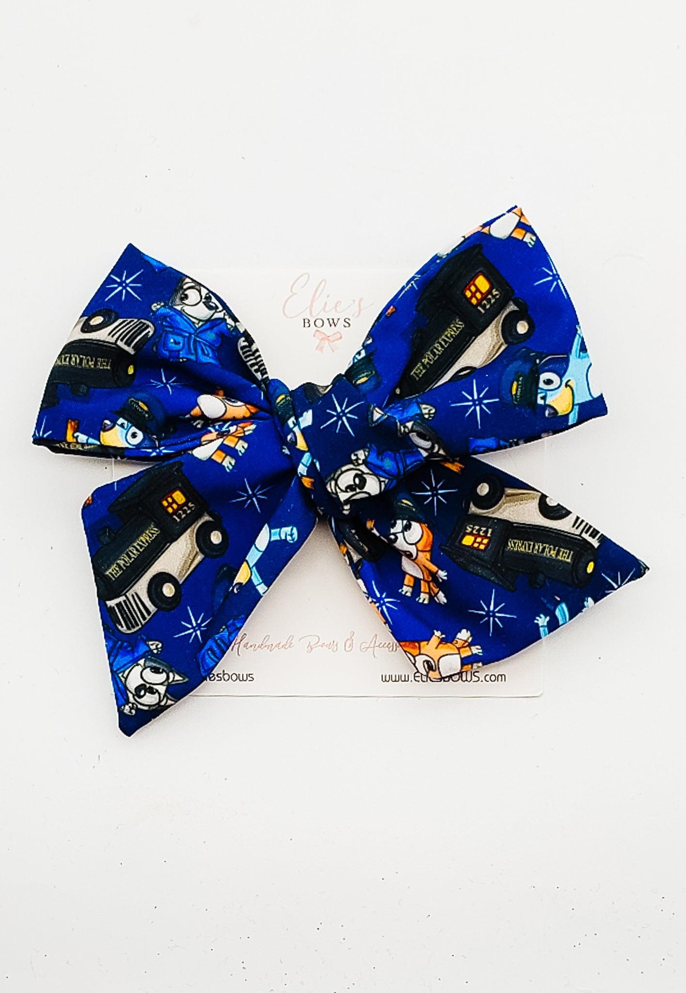 Polar Express Doggy - Elie Fabric Bow - 5"-Bows-Elie’s Bows