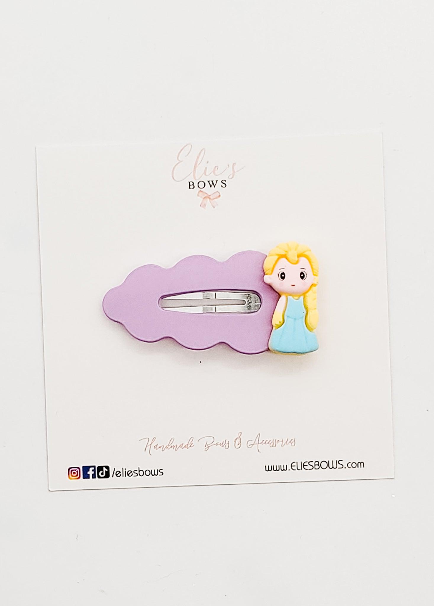 Princess Snow (opening on left side ONLY) - Snap Clips - 2.5"-Snap Clips-Elie’s Bows
