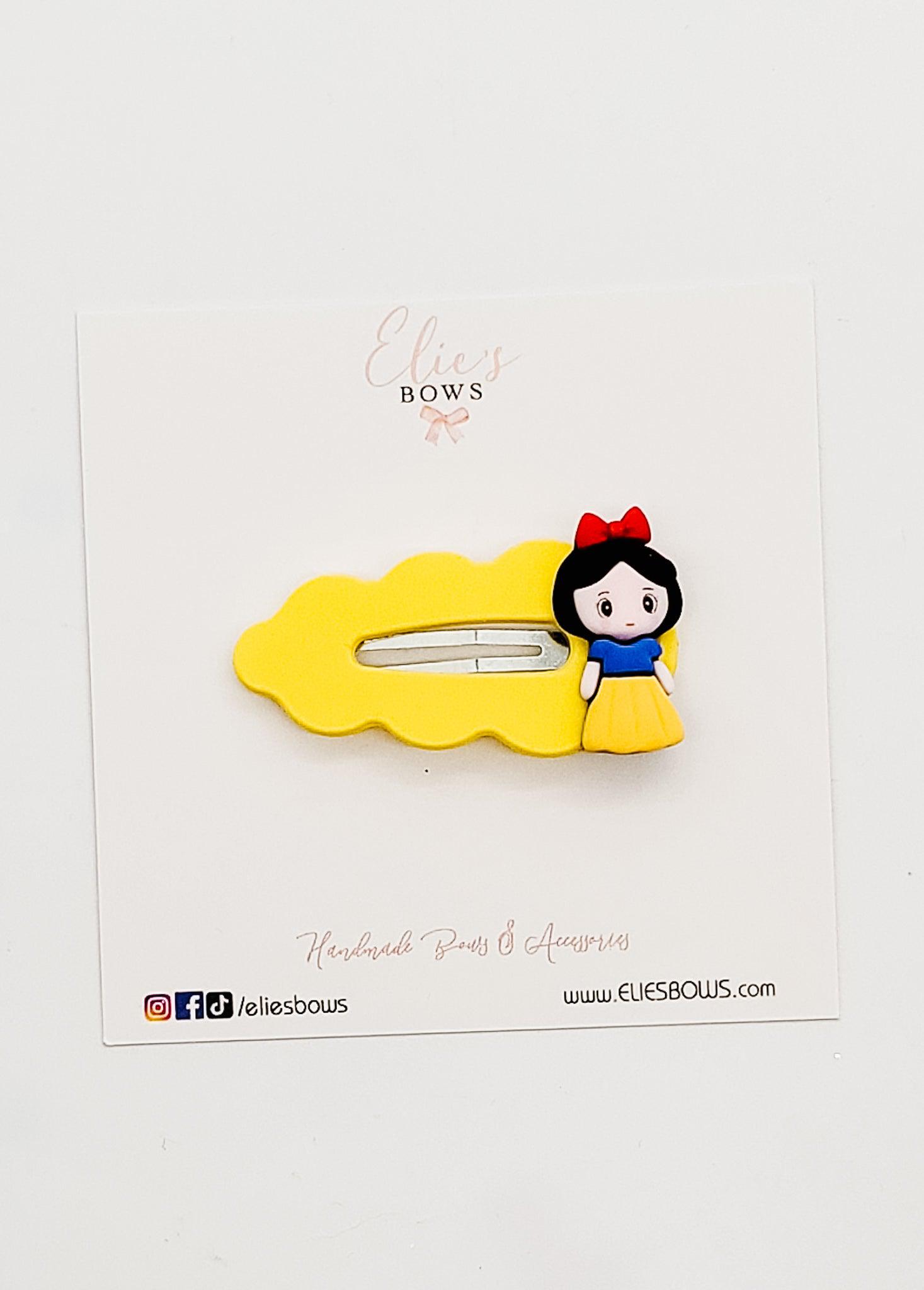 Princess White As Snow (opening on left side ONLY) - Snap Clips - 2.5"-Snap Clips-Elie’s Bows