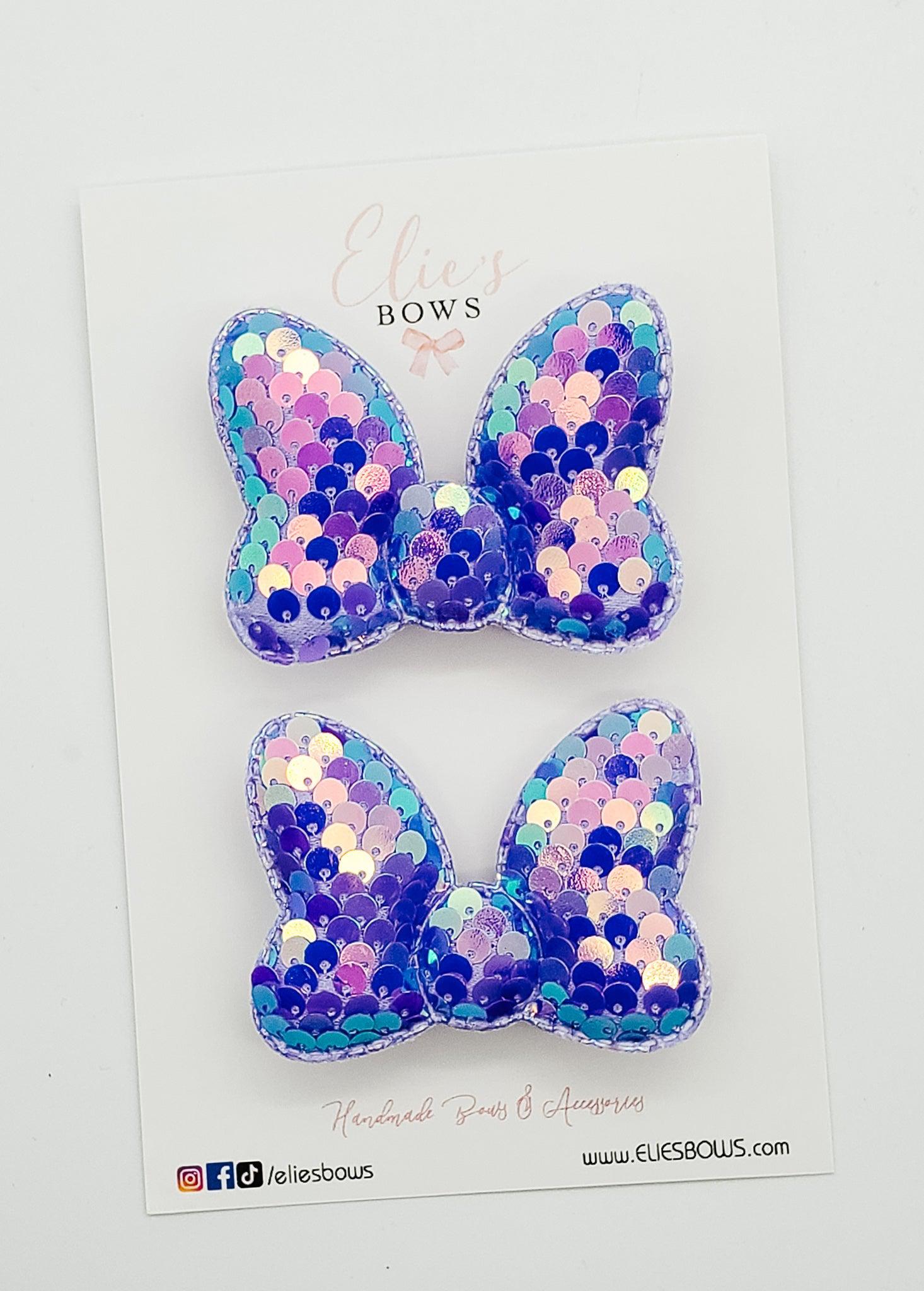 Purple Summer Sequence Bow - Pigtails - 2.5"-Pigtails-Elie’s Bows