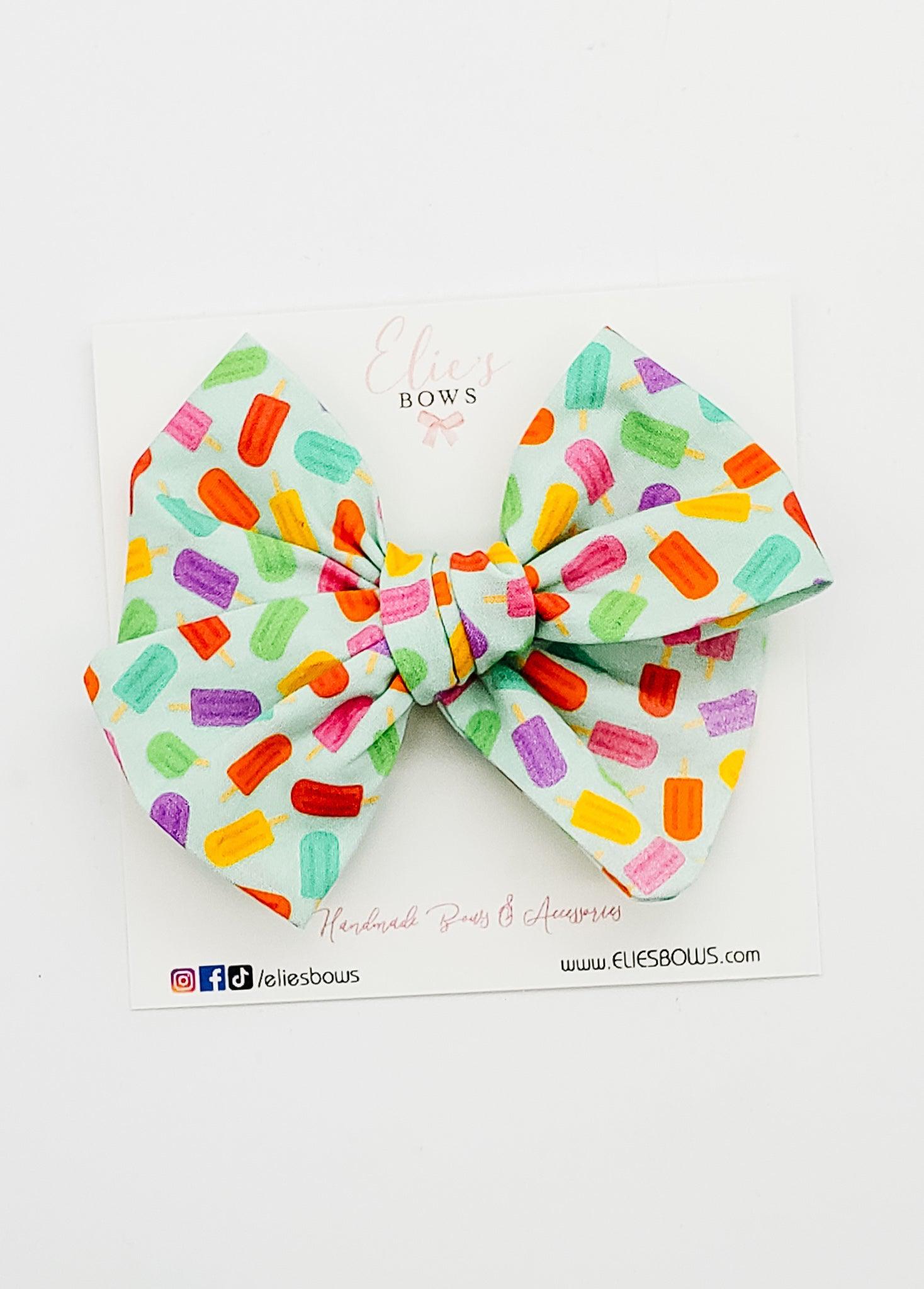 Rainbow Popsicles - Elie - Fabric Bow - 3.5"-Bows-Elie’s Bows
