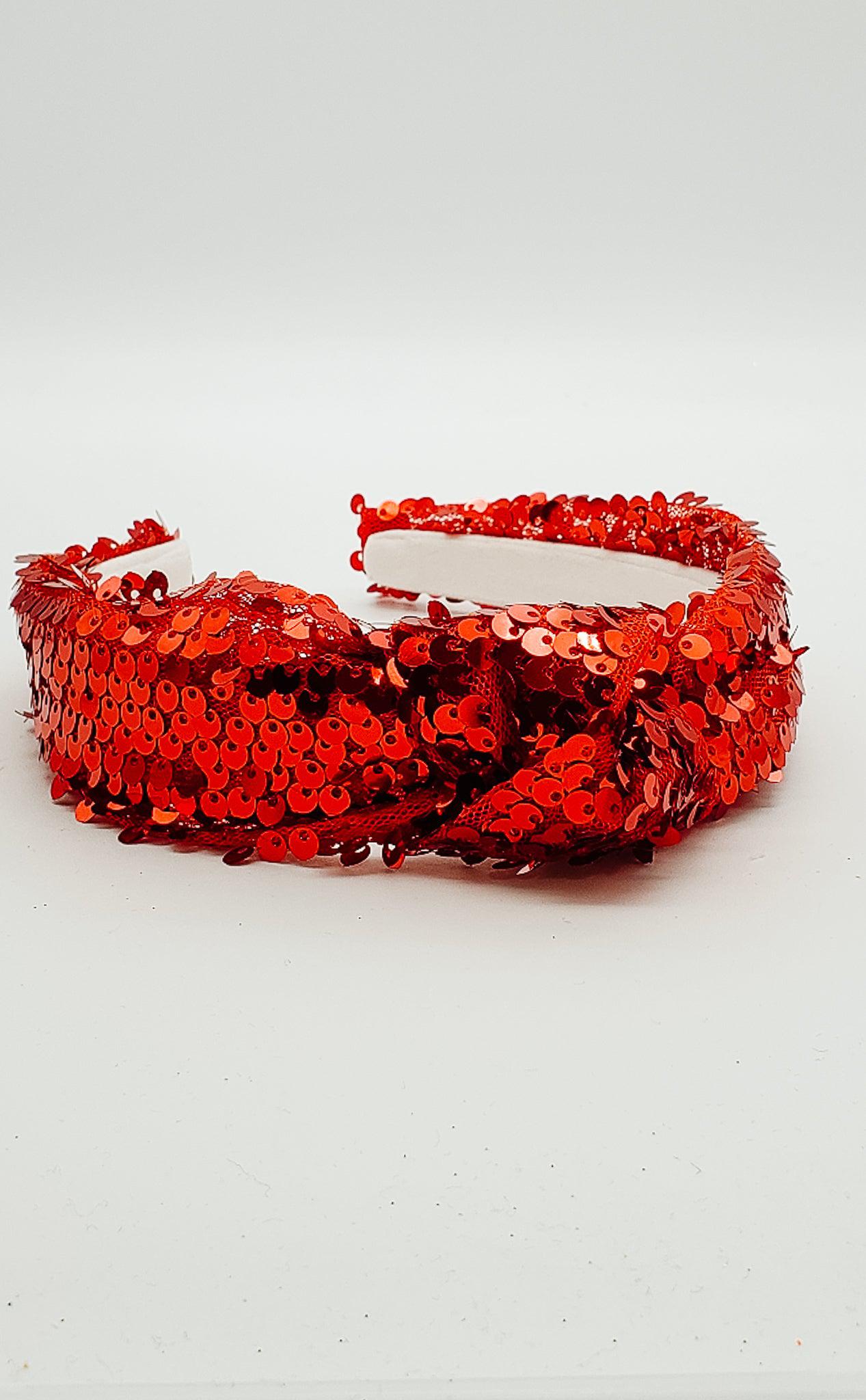 Red Christmas Sequence - Hard Headband-Headband-Elie’s Bows