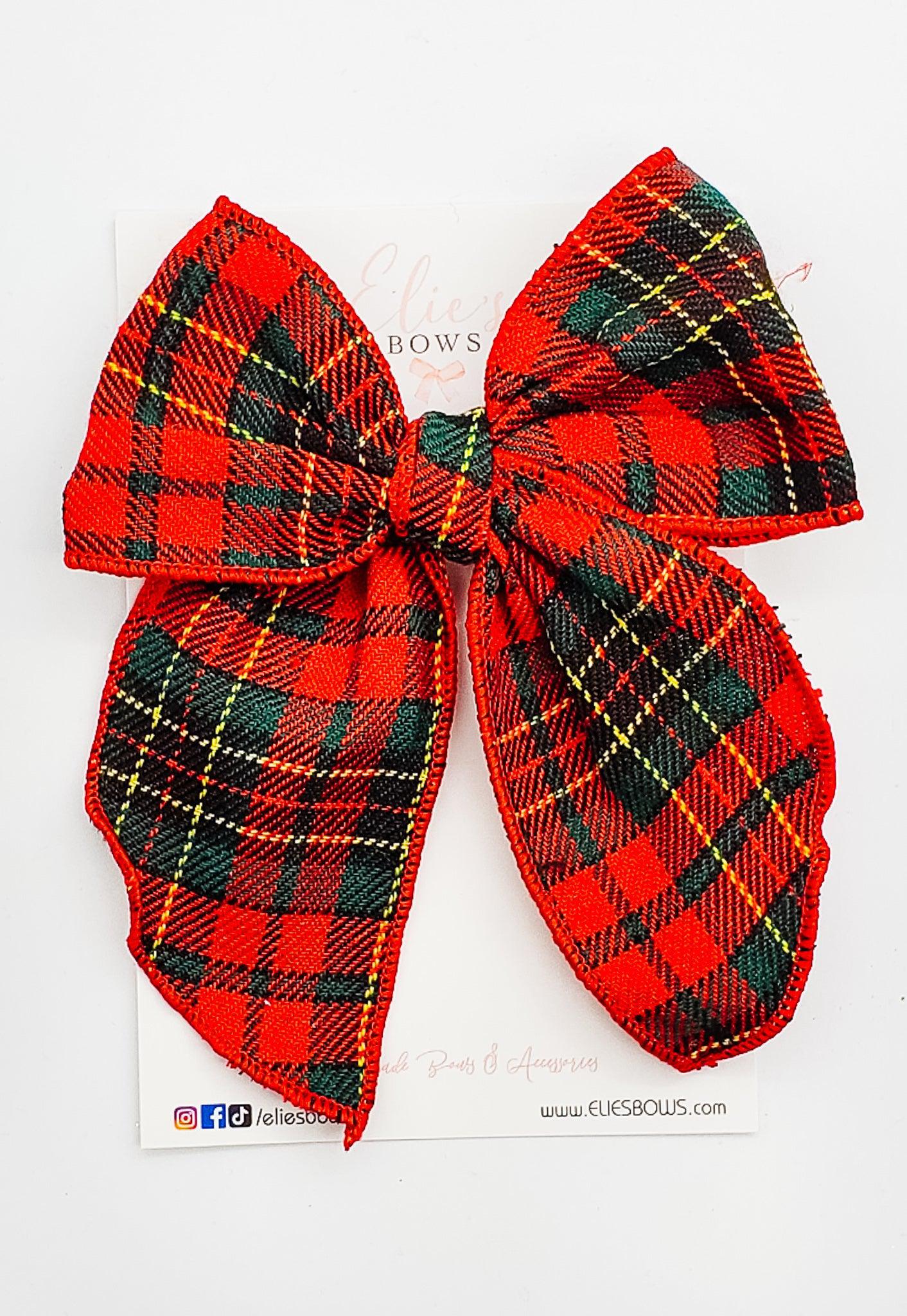 Red & Green Plaid - Charlotte Bow - 4.5"-Charlotte-Elie’s Bows