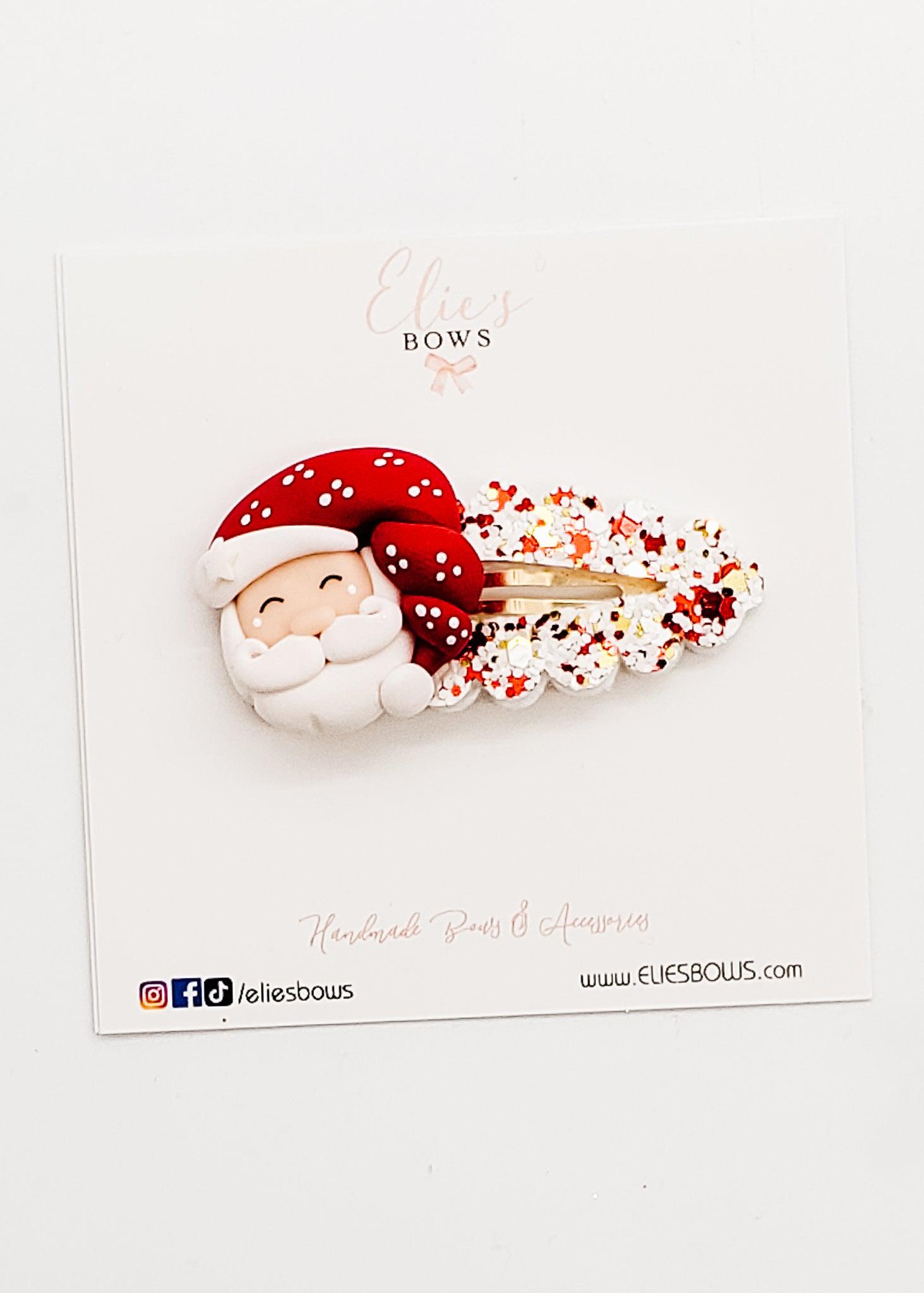 Red Hat Santa - Snap Clip - 2.5"-Snap Clips-Elie’s Bows