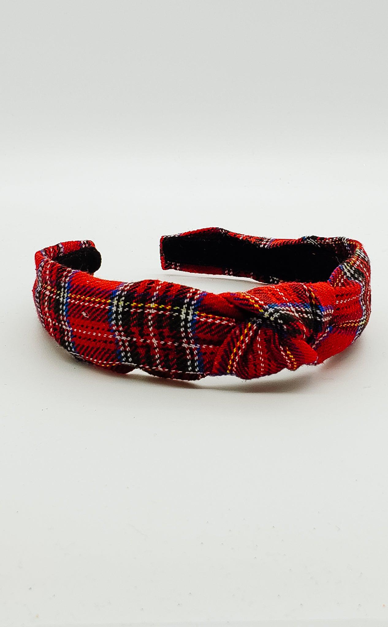 Red Plaid - Hard Headband-Headband-Elie’s Bows