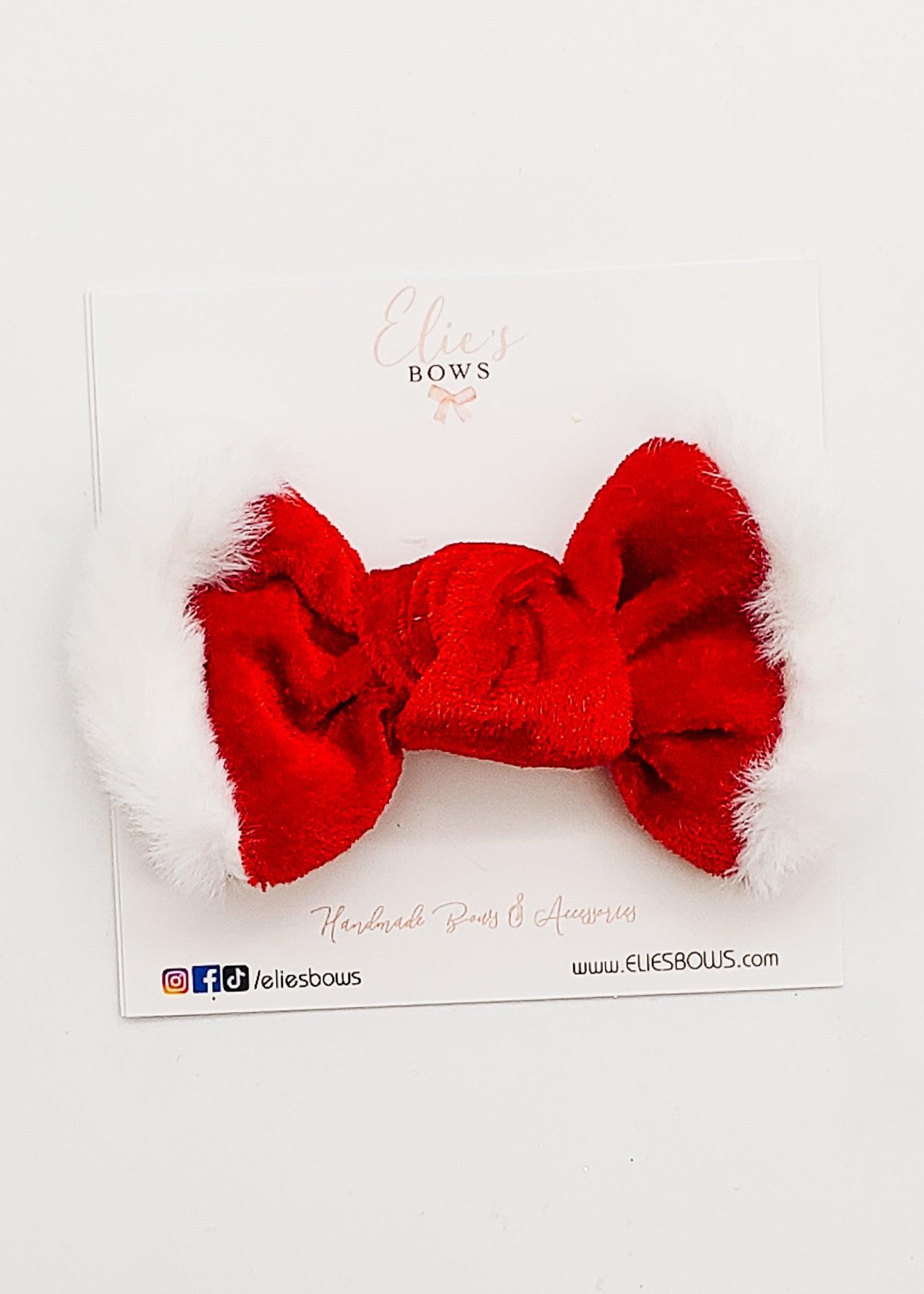 Red Velvet Twist - Fabric Bow - 3.5"-Bows-Elie’s Bows