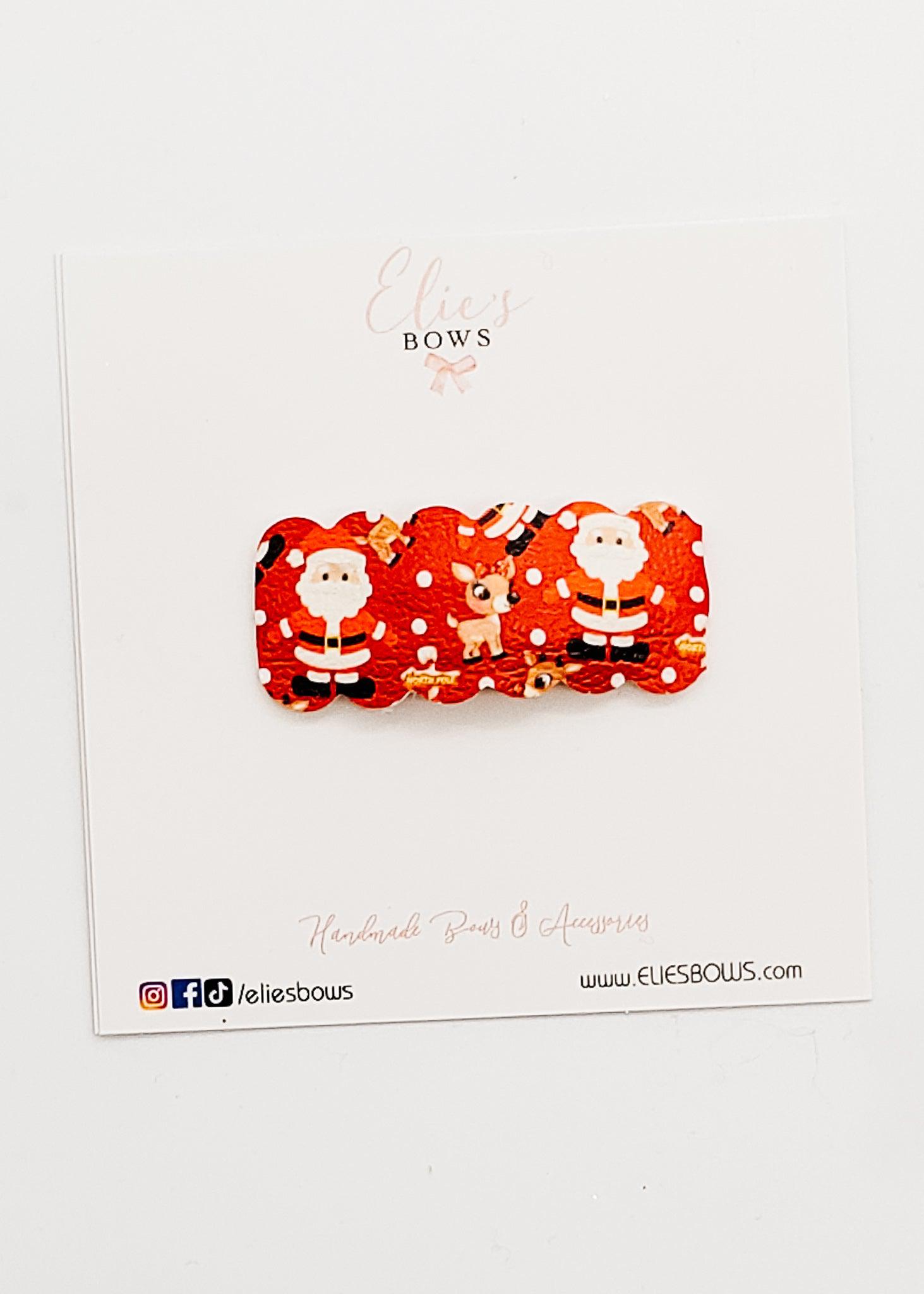 Rudolf & Santa - Snap Clip - 2.5"-Snap Clips-Elie’s Bows