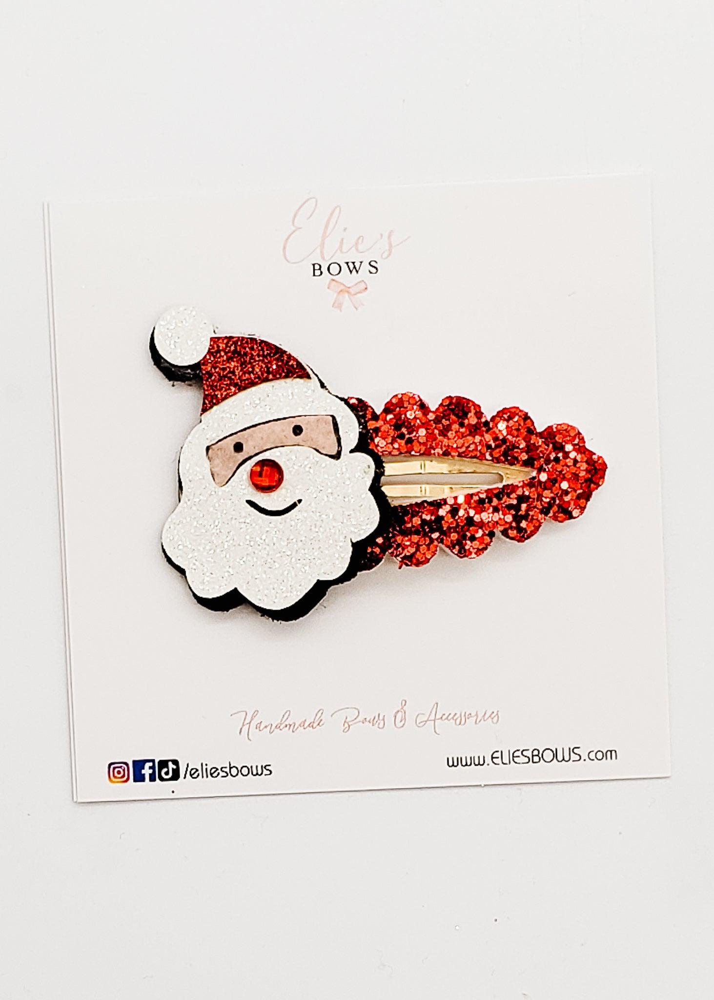 Santa Glitter - Snap Clip - 2.5"-Snap Clips-Elie’s Bows