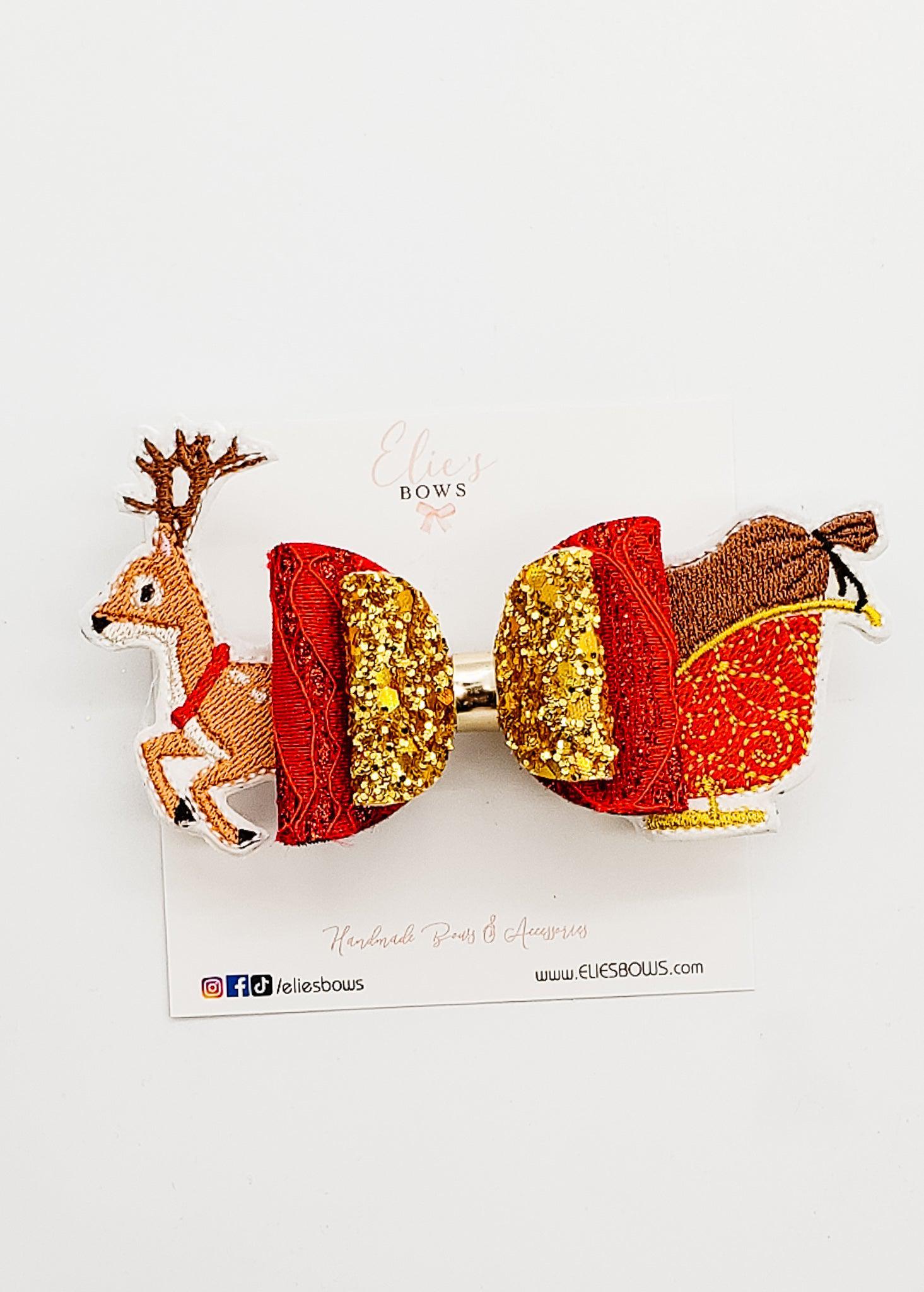Santa's sleigh- 4.5"-Bows-Elie’s Bows