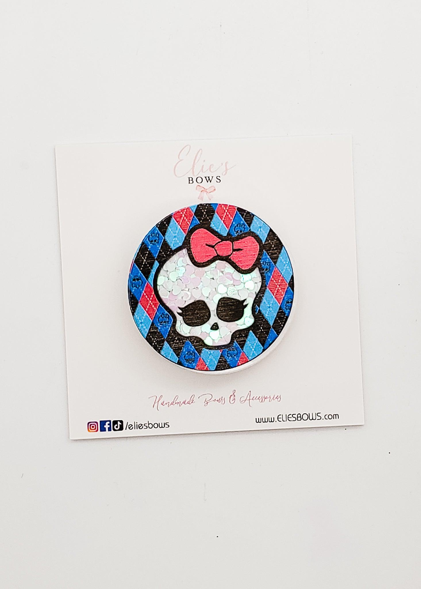 Skull Girl - Shaker Clip - 2"-Snap Clips-Elie’s Bows