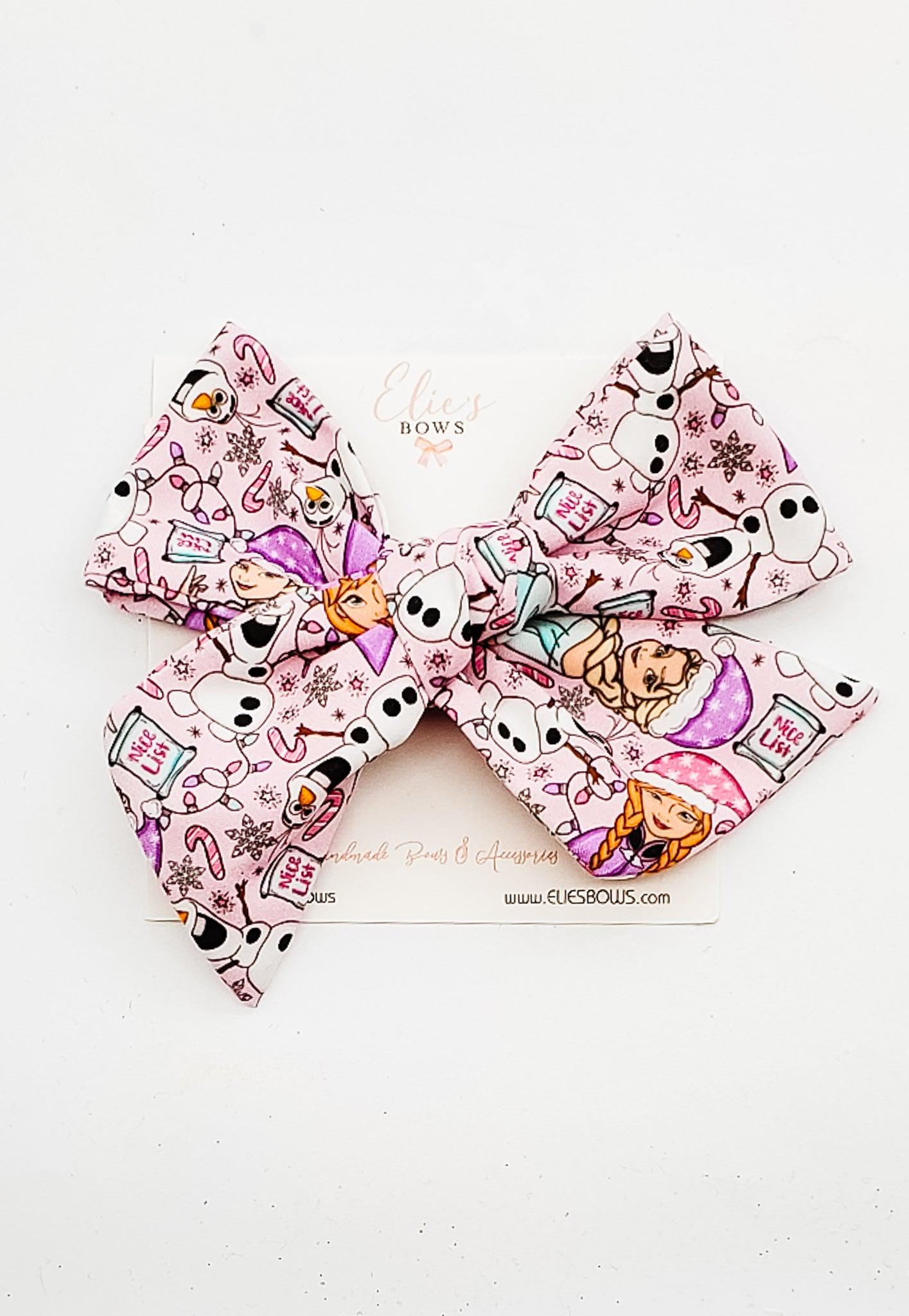 Snow Queen & Sister - Elie Fabric Bow - 5"-Bows-Elie’s Bows