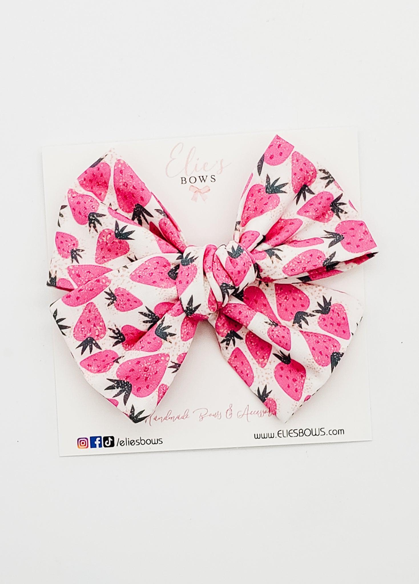 Strawberry Fruit - Elie - Fabric Bow - 3.5"-Bows-Elie’s Bows