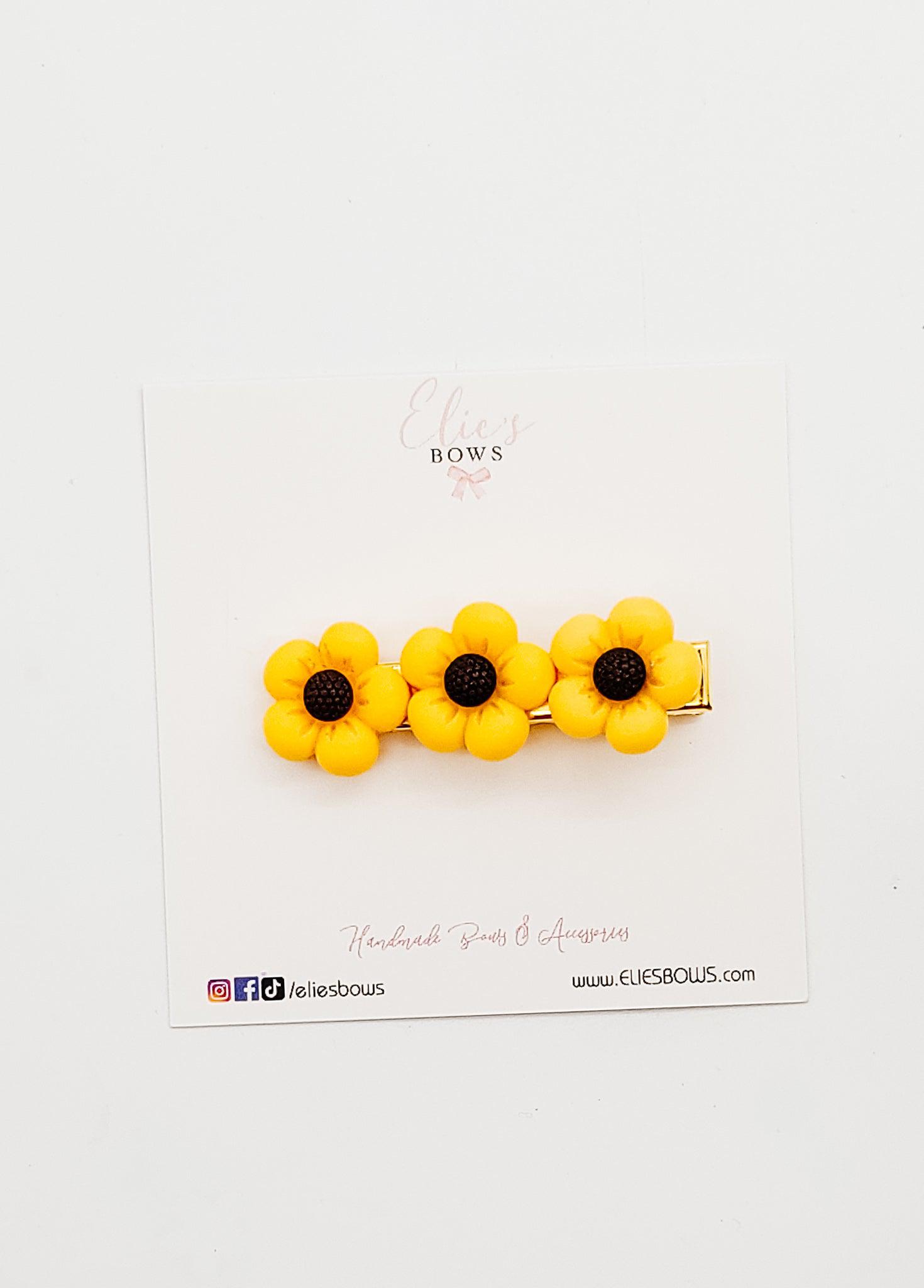 Sunflower - Bar Clip - 2"-Snap Clips-Elie’s Bows