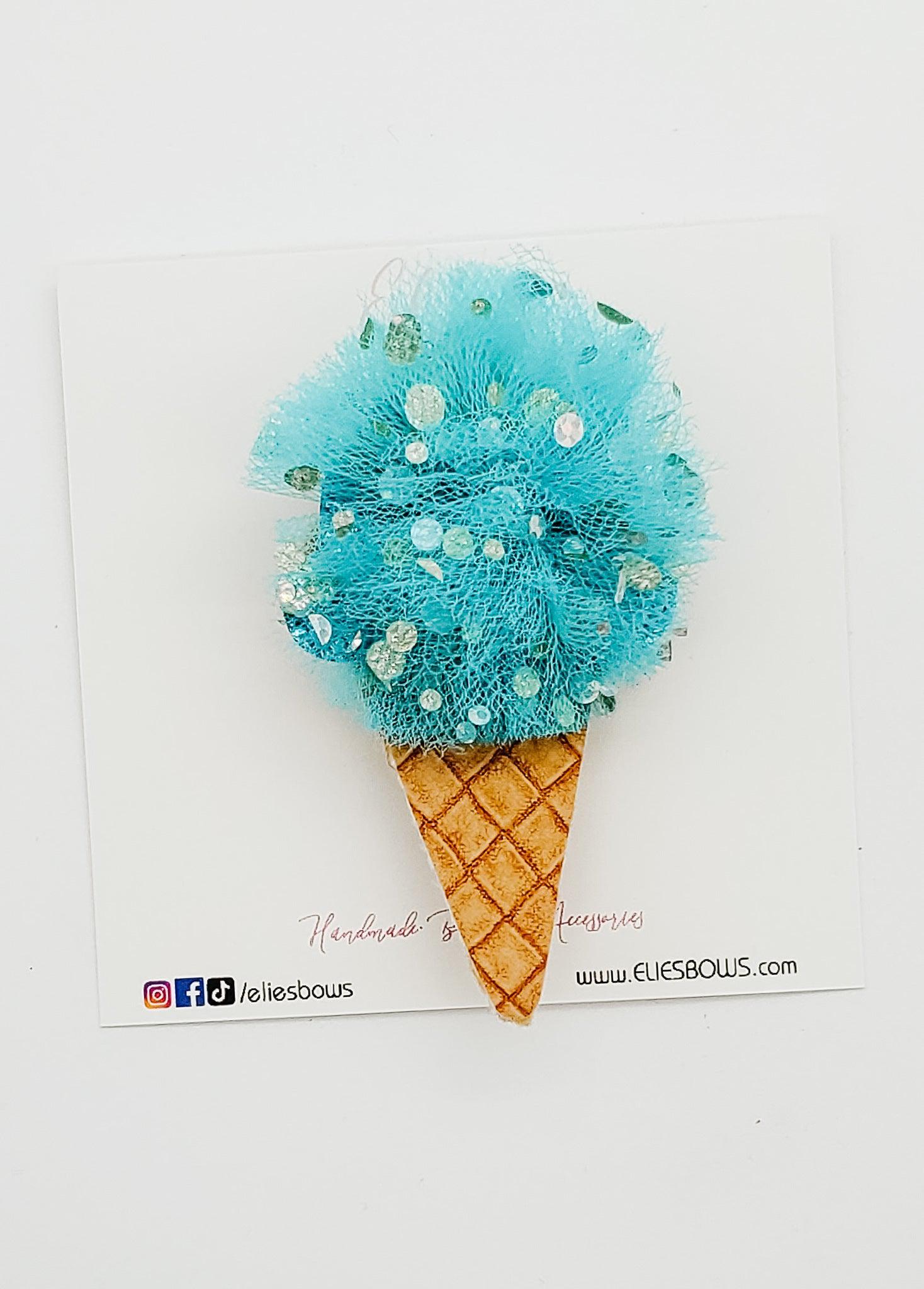 Teal Pom Pom Ice - 2.8"-Bows-Elie’s Bows