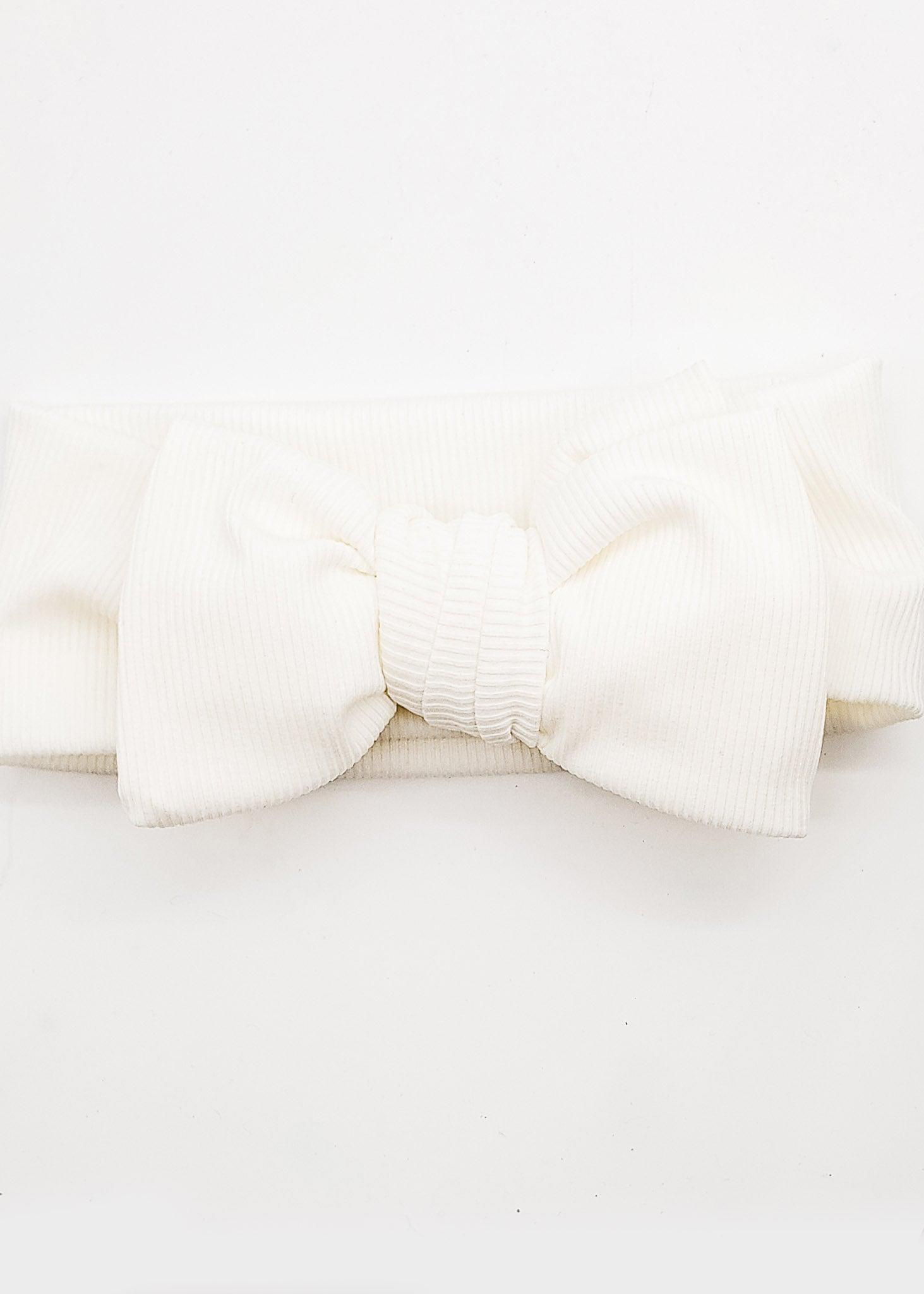 White Ribbed - Bow Headwrap-Arizona-Elie’s Bows