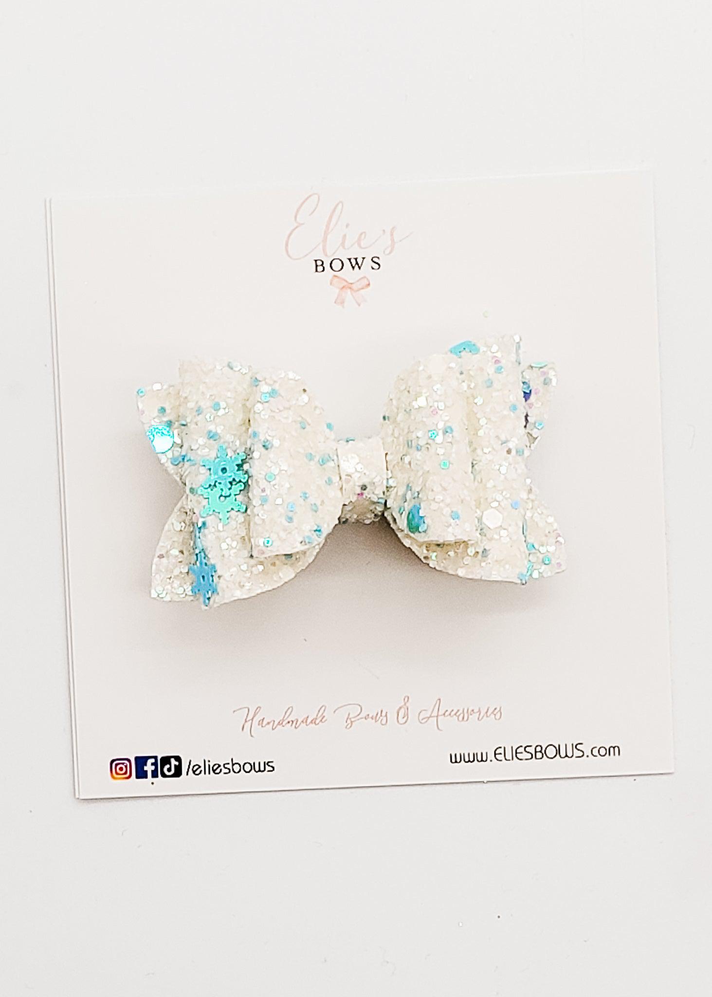 White Snowflake Glitter - 2.5"-Bows-Elie’s Bows